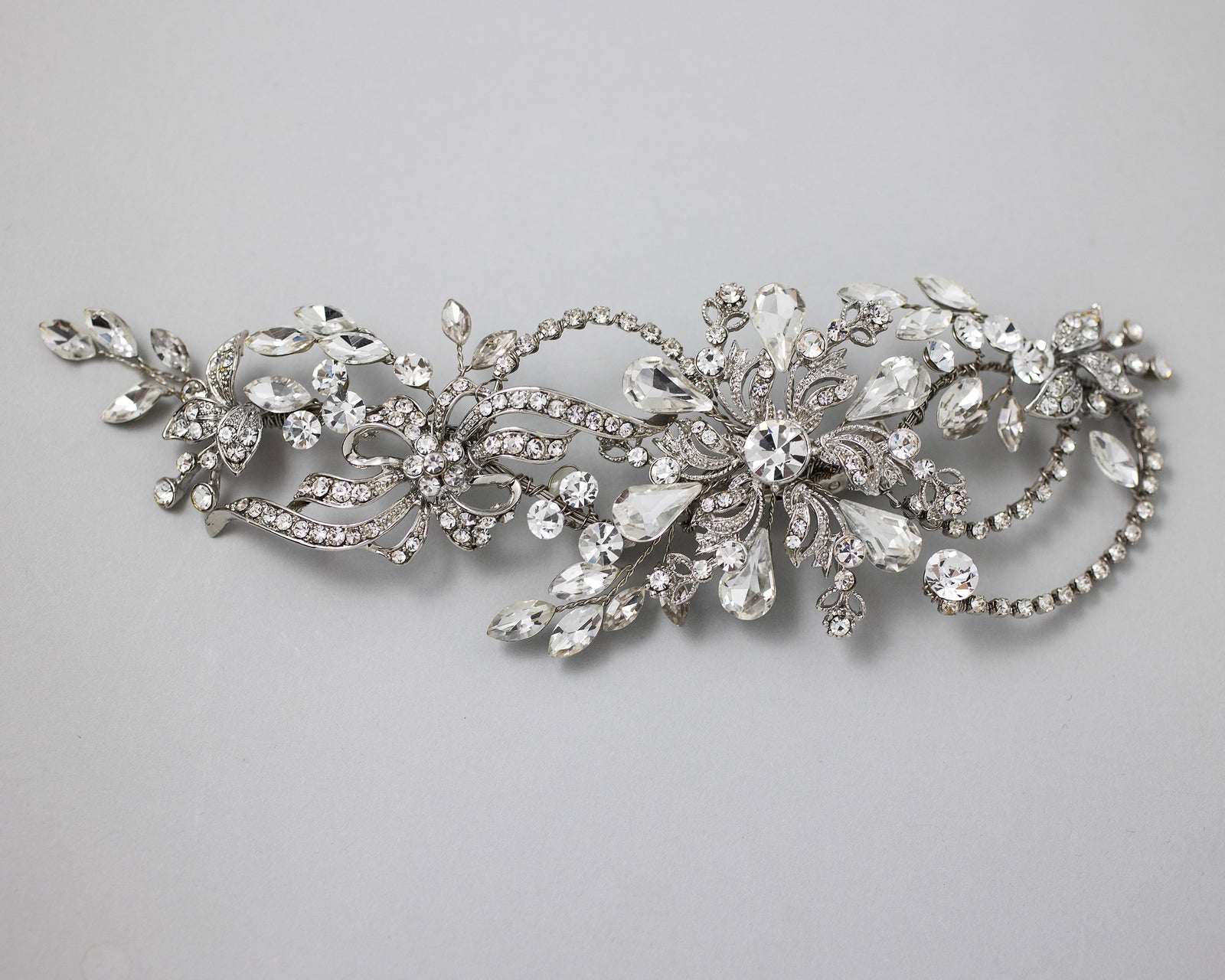 Floral Antique Silver Bridal Hair Clip