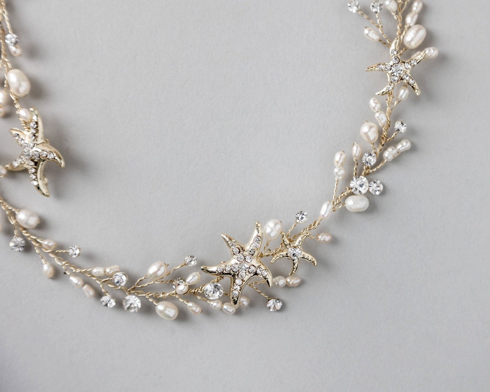 Beach Wedding Hair Vine with Pearls and Starfish - Hair Vine - Cassandra Lynne