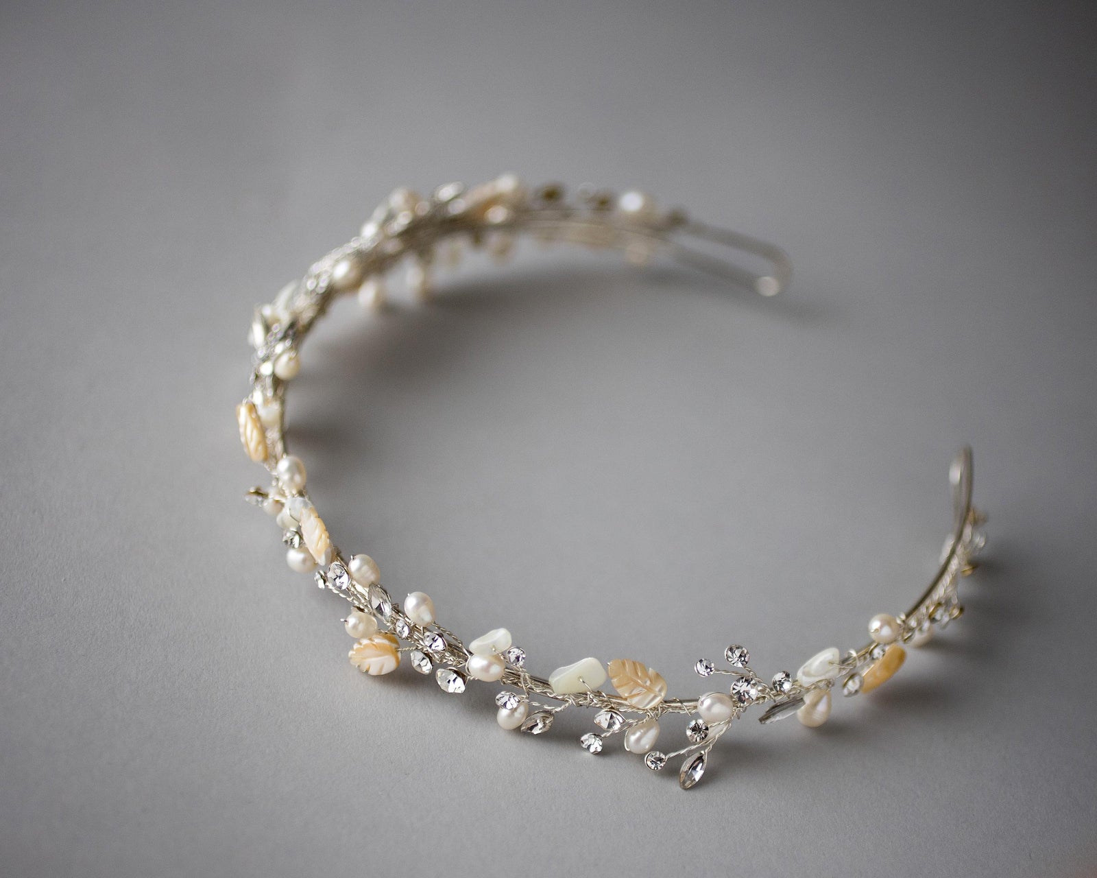Beach Wedding Headband with Starfish and Shells Silver