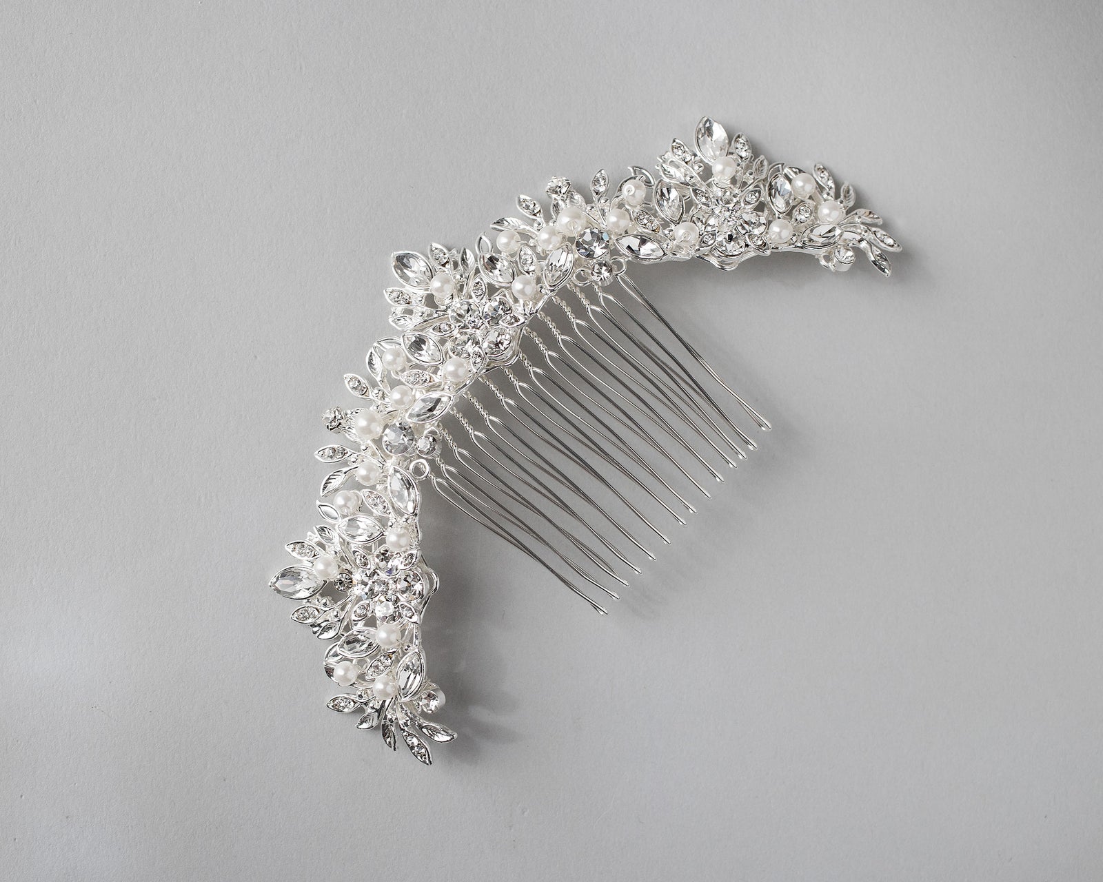 Pearl and Crystal Arched Wedding Comb- Cassandra Lynne