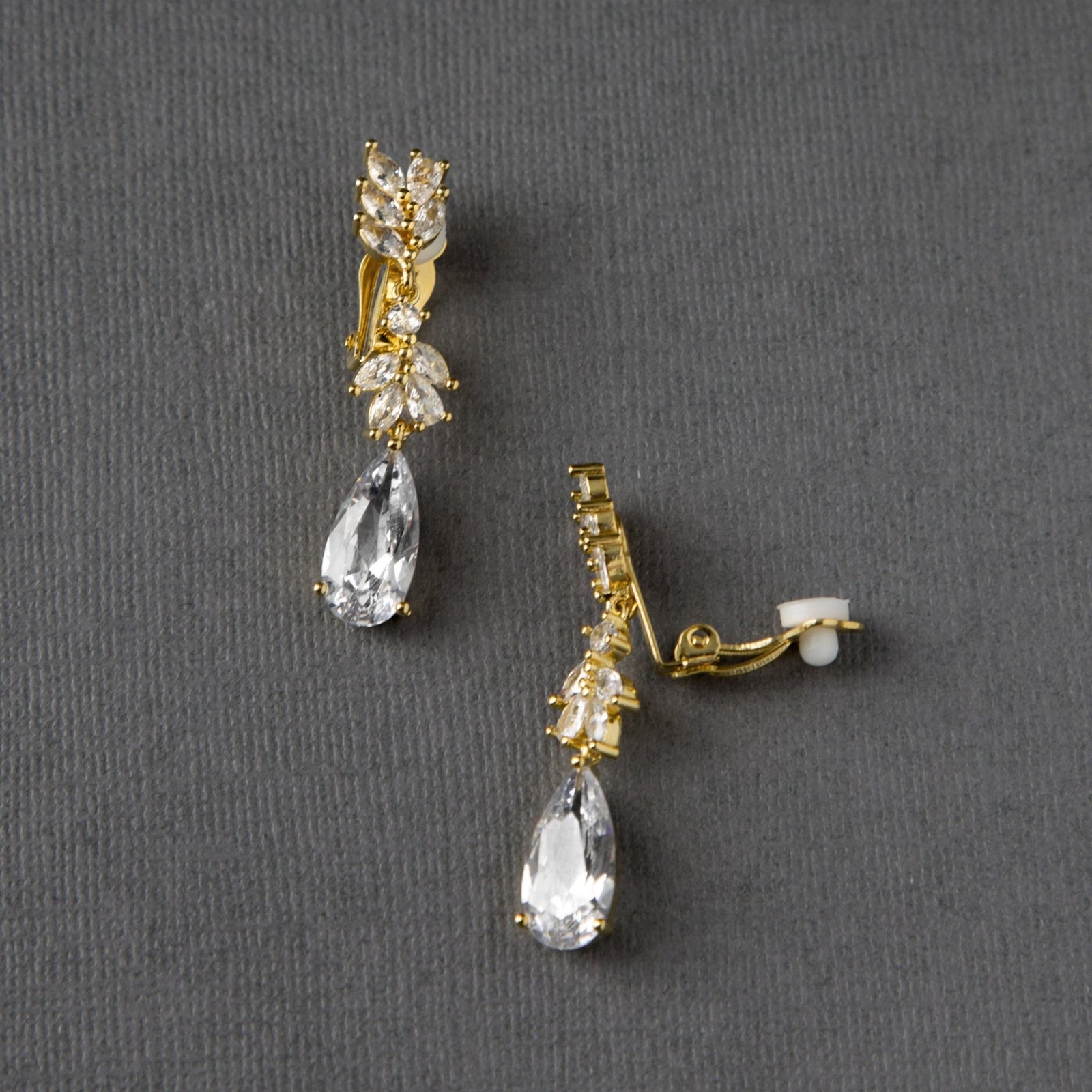 Clip - On CZ Elongated Pear Drop Earrings - Earrings - Cassandra Lynne