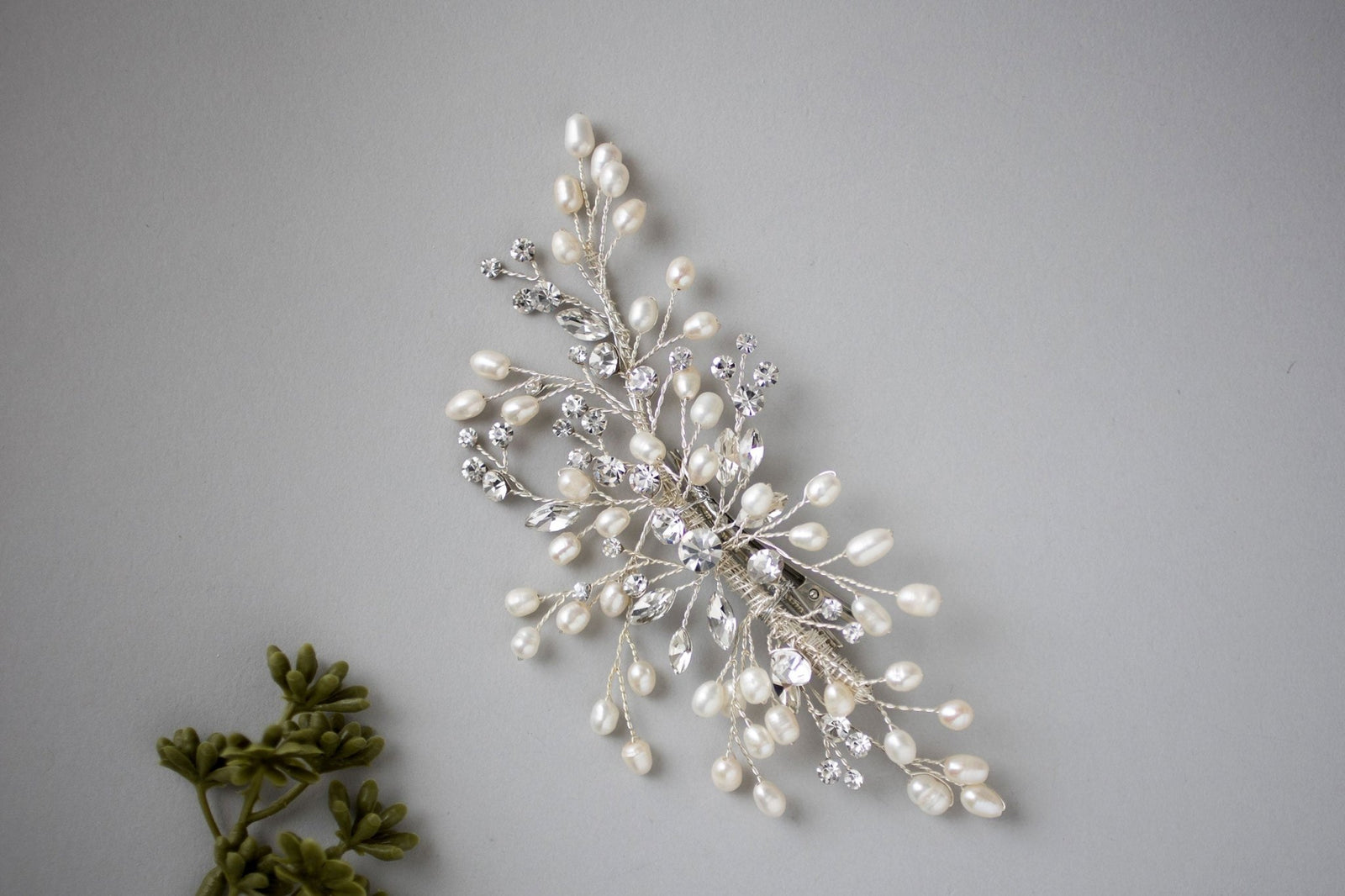 Crystal and Pearl Hair Clip for the Bride - Hair Clips - Cassandra Lynne