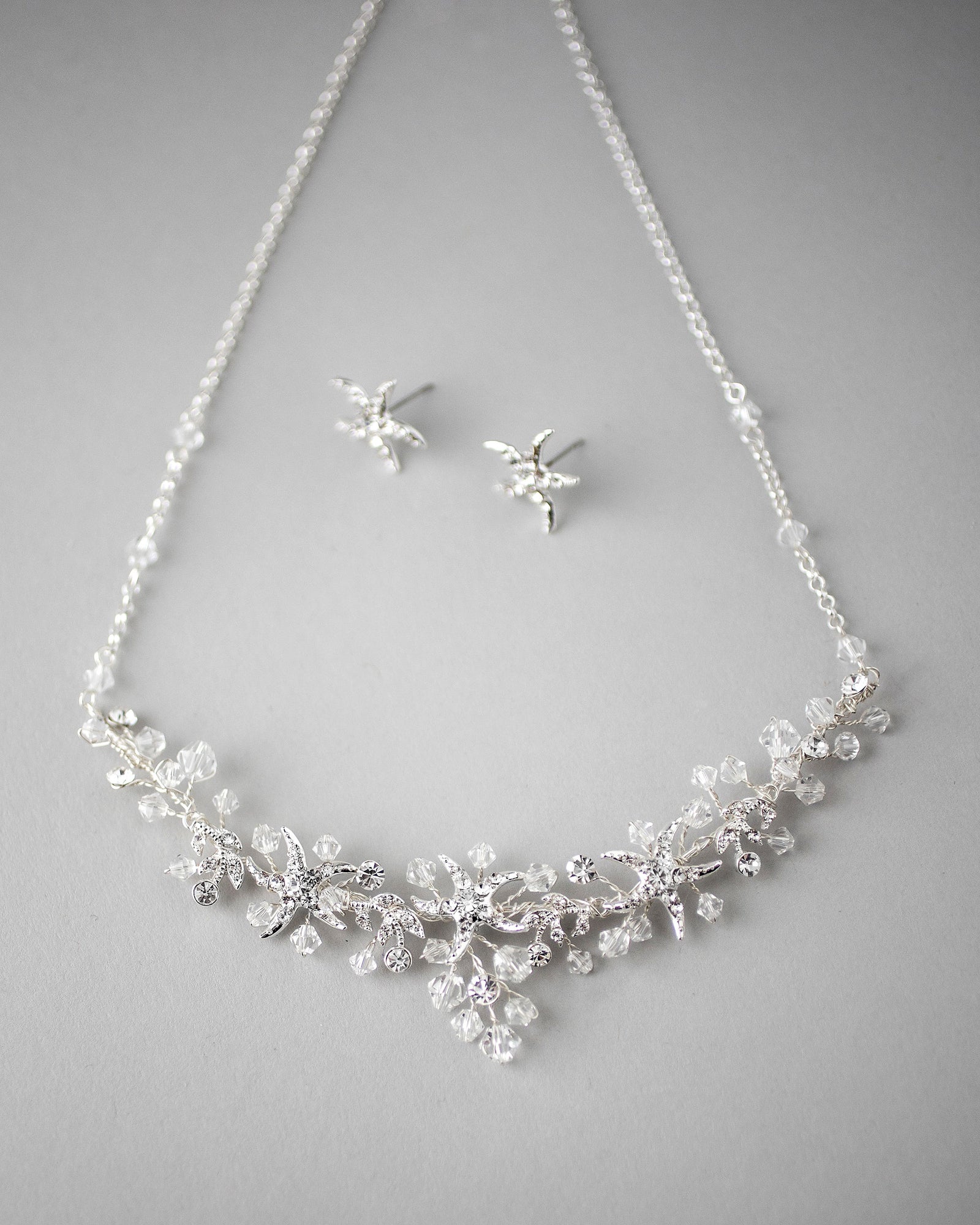 Beach Wedding Necklace with Crystals and Starfish - Cassandra Lynne
