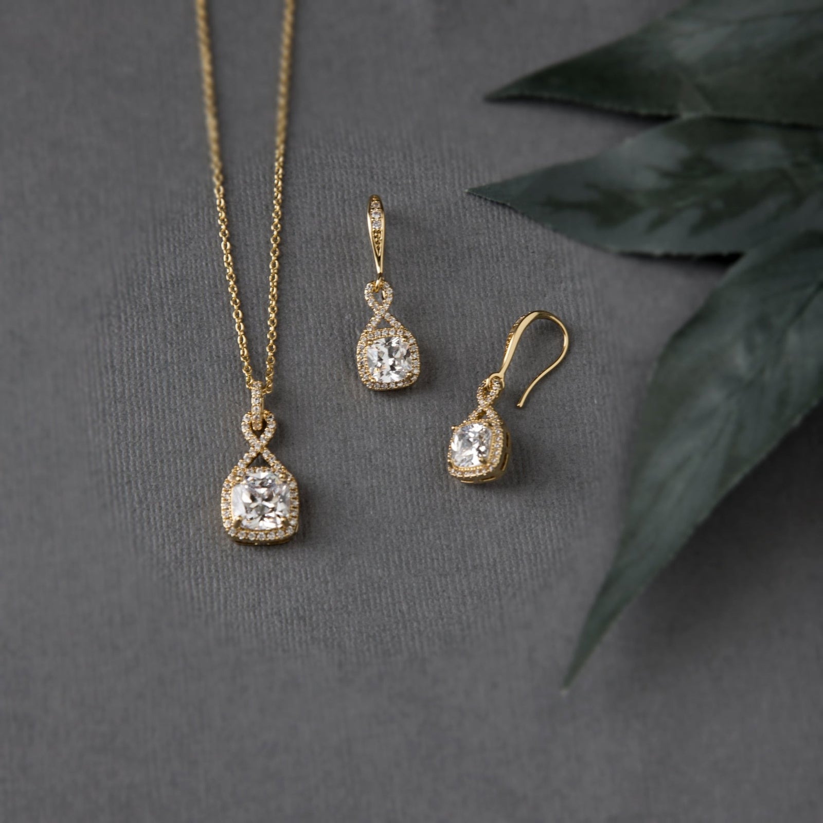 CZ Figure Eight Princess Cut Necklace Set - Necklace Set - Cassandra Lynne