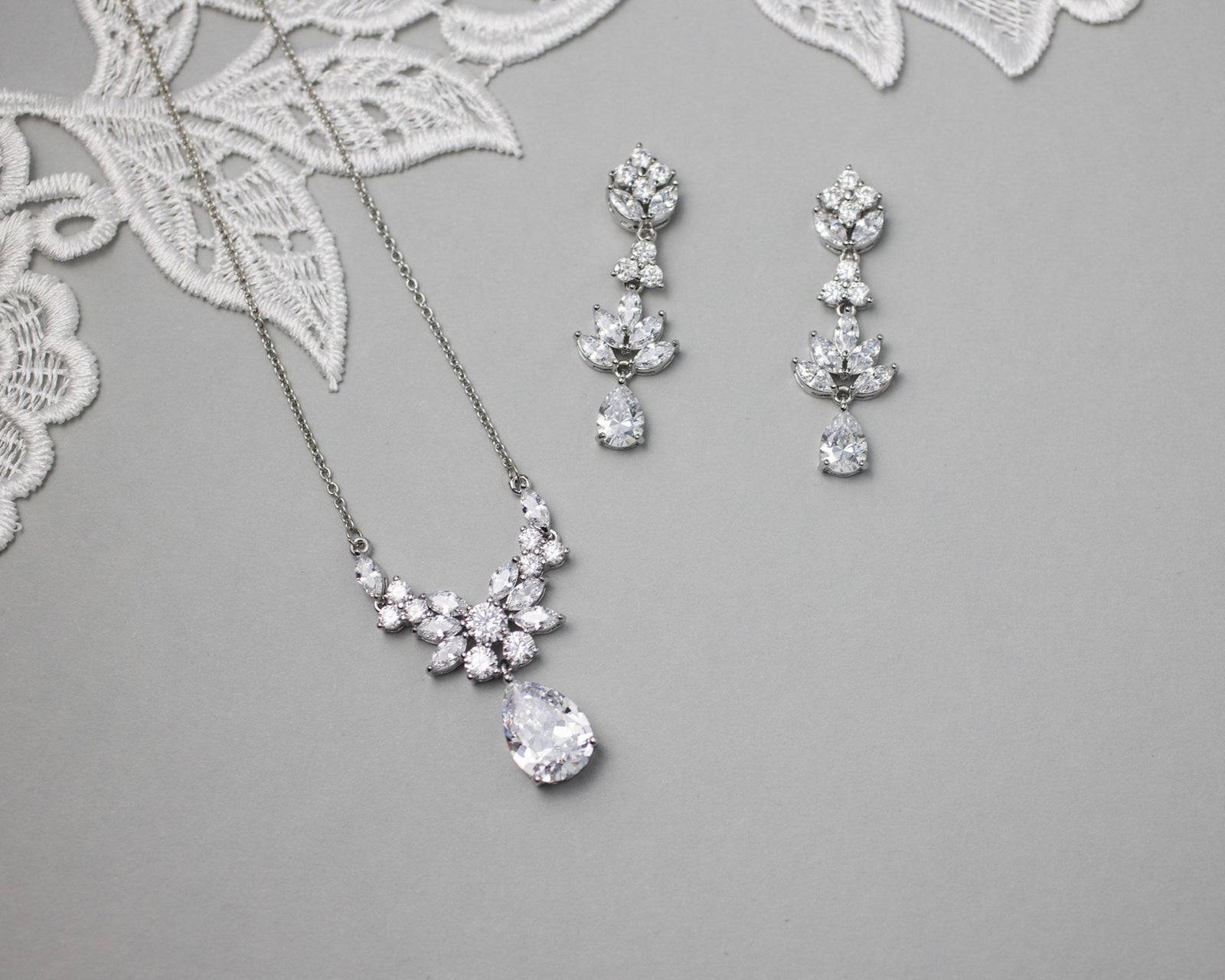 CZ Pendant Necklace and Earirngs Set - Necklace Set - Cassandra Lynne