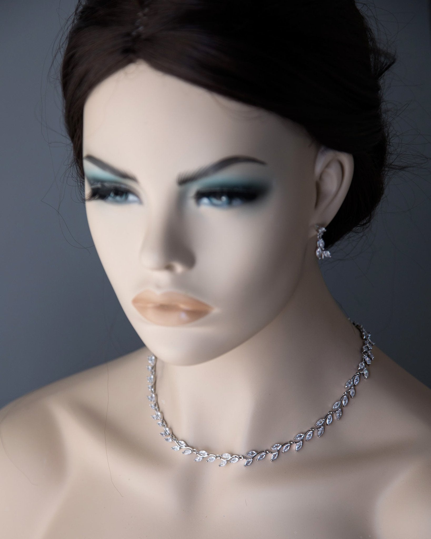 CZ Minimalist Vine Bridal Necklace Set - Cassandra Lynne