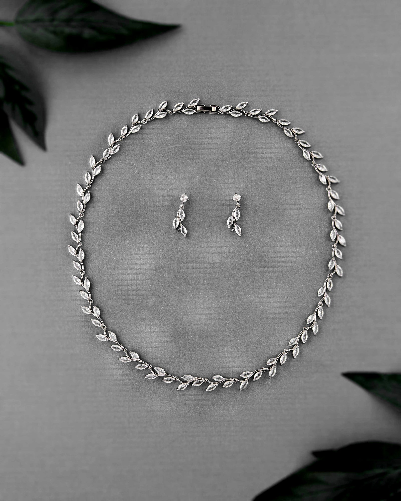 CZ Minimalist Vine Bridal Necklace Set - Cassandra Lynne