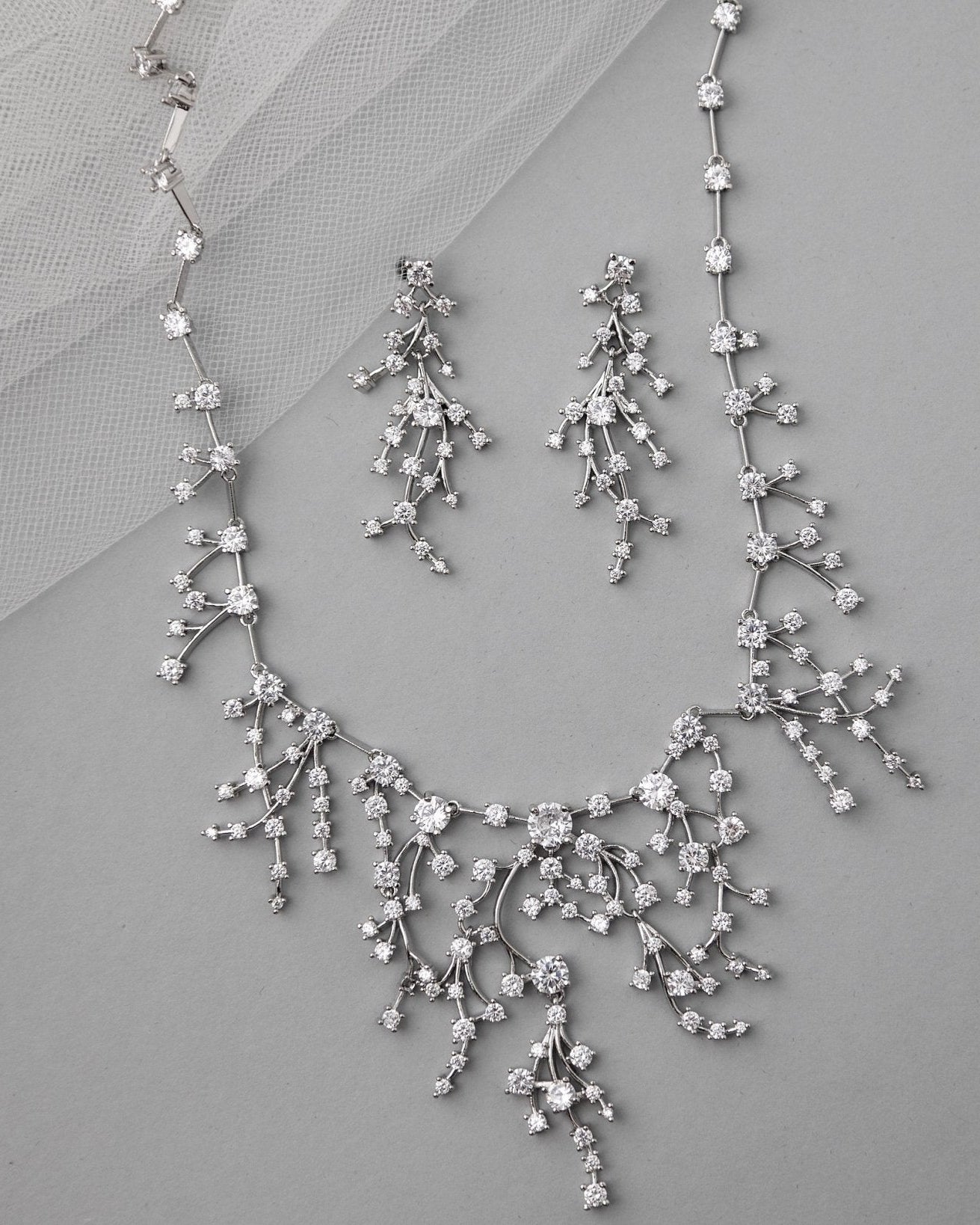 CZ Waterfall Necklace and Earrings - Necklace Set - Cassandra Lynne