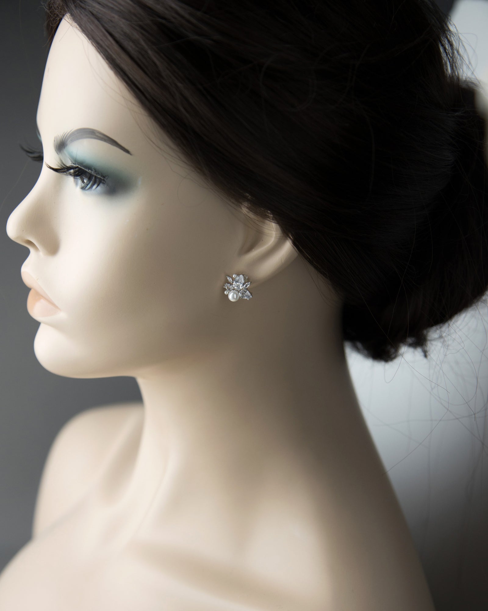 Pearl and CZ Cluster Stud Earrings - Cassandra Lynne