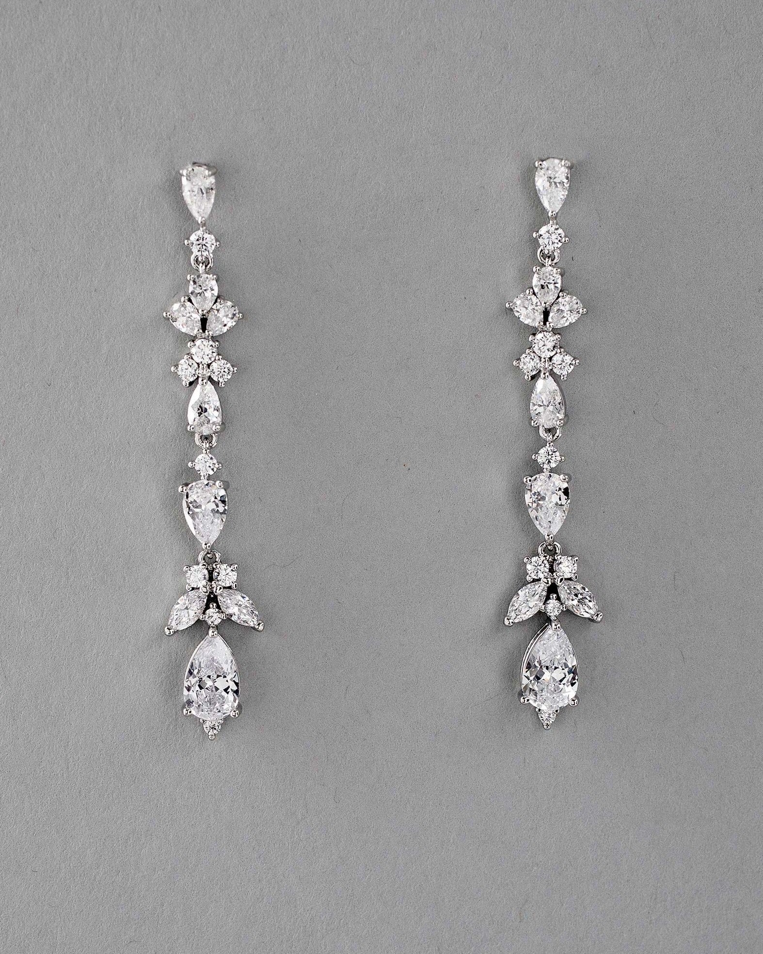 thumbnail image 2 of Lustrous 14K Gold Wholesale Cubic Zirconia Clip-On Teardrop Wedding Earrings - Mariell Bridal Jewelry & Wedding Accessories 2 of 12