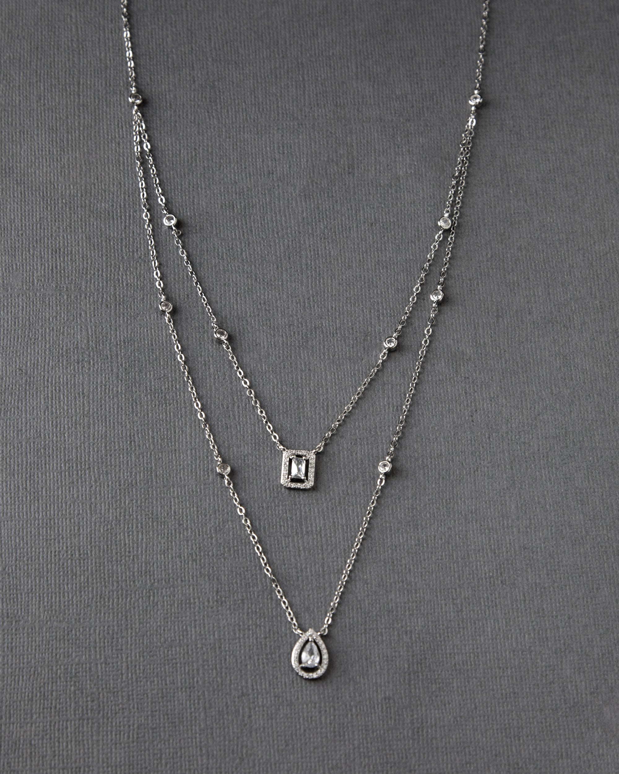 Simple Layered Necklace with CZ Stones - Cassandra Lynne