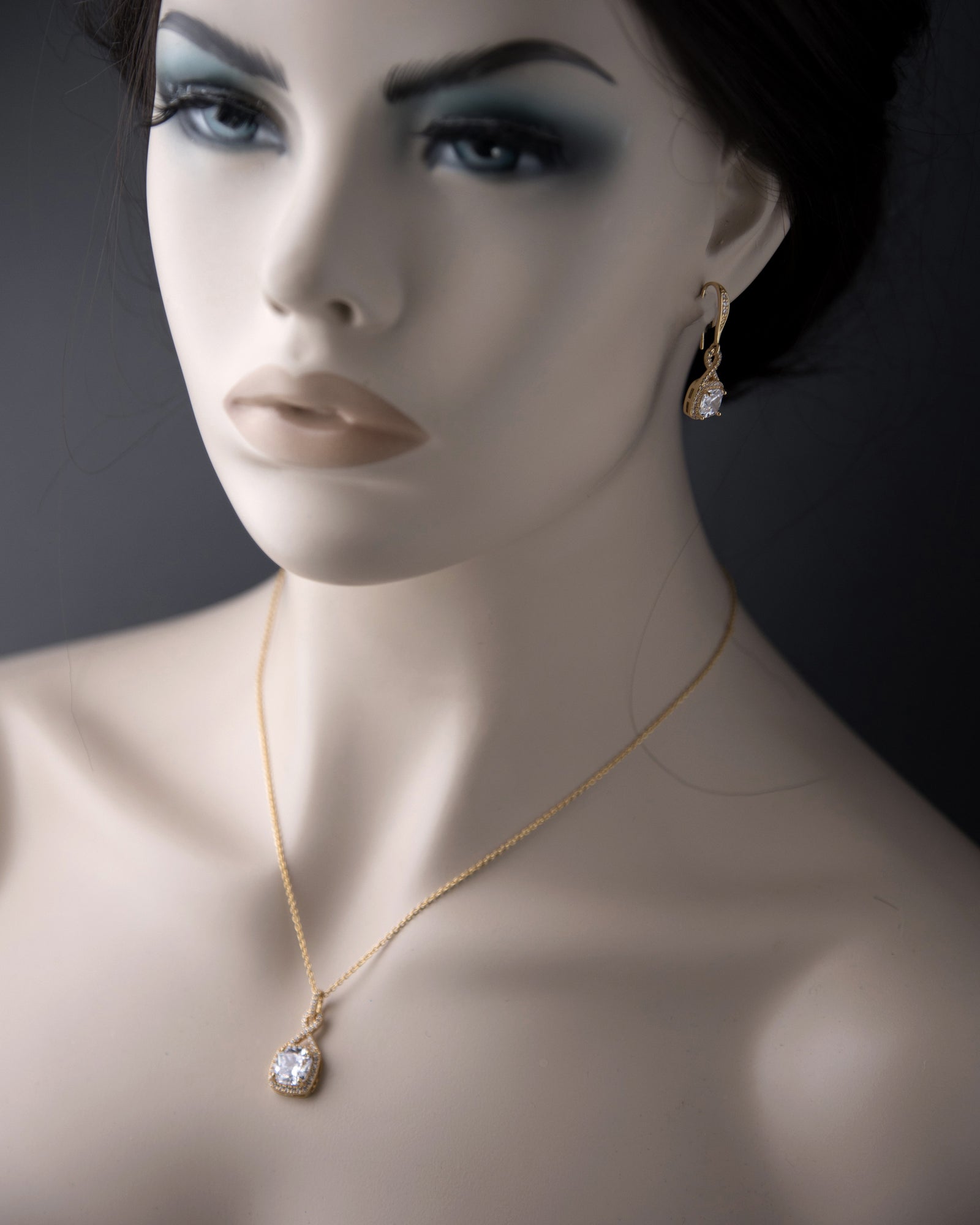 CZ Figure Eight Princess Cut Necklace Set - Cassandra Lynne