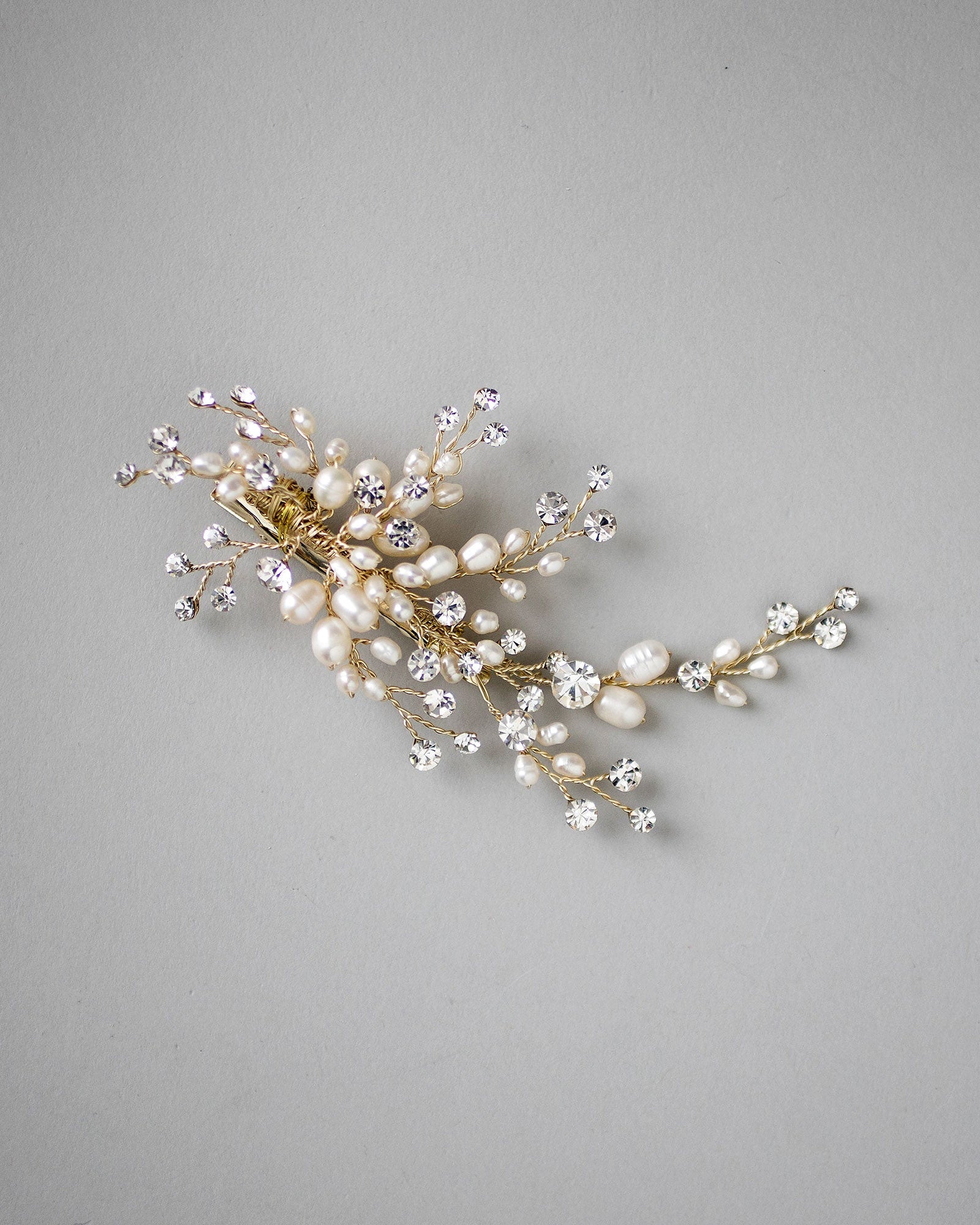 Pearl and Crystal Spray Wedding Hair Clip