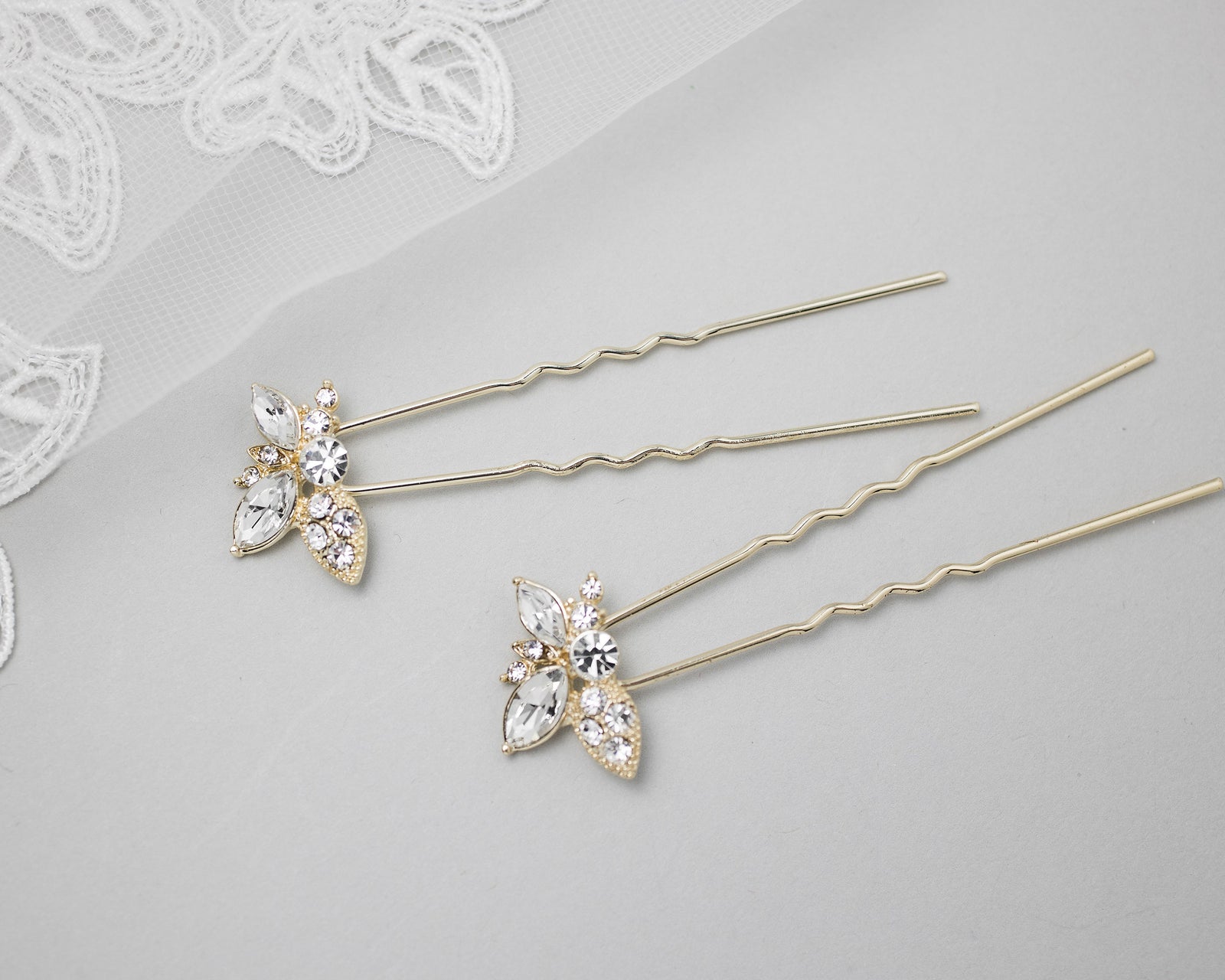 Wedding Hair Pin with Elegant Marquise Jewels