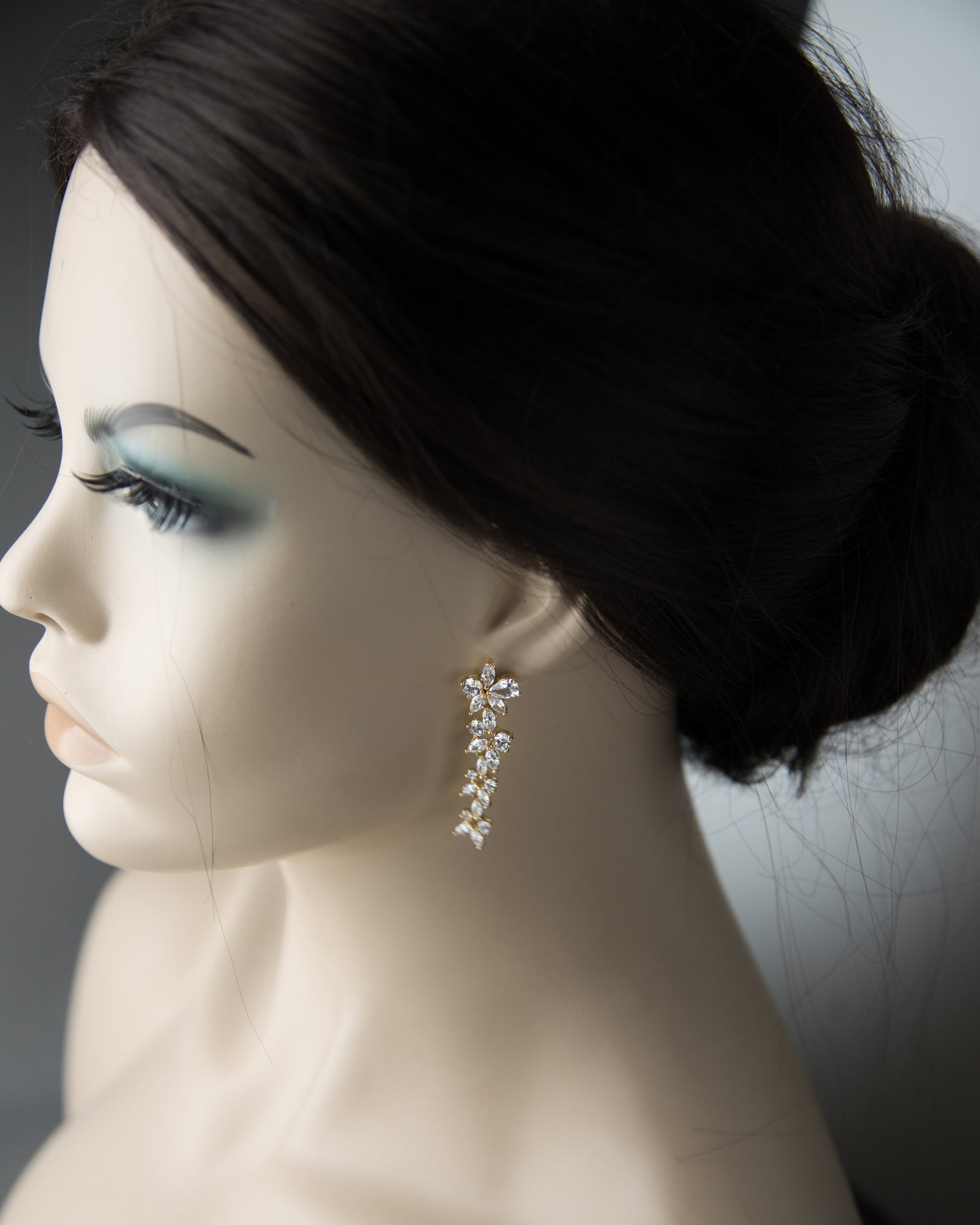 Clip-On CZ Flower Dangle Earrings for Wedding - Cassandra Lynne
