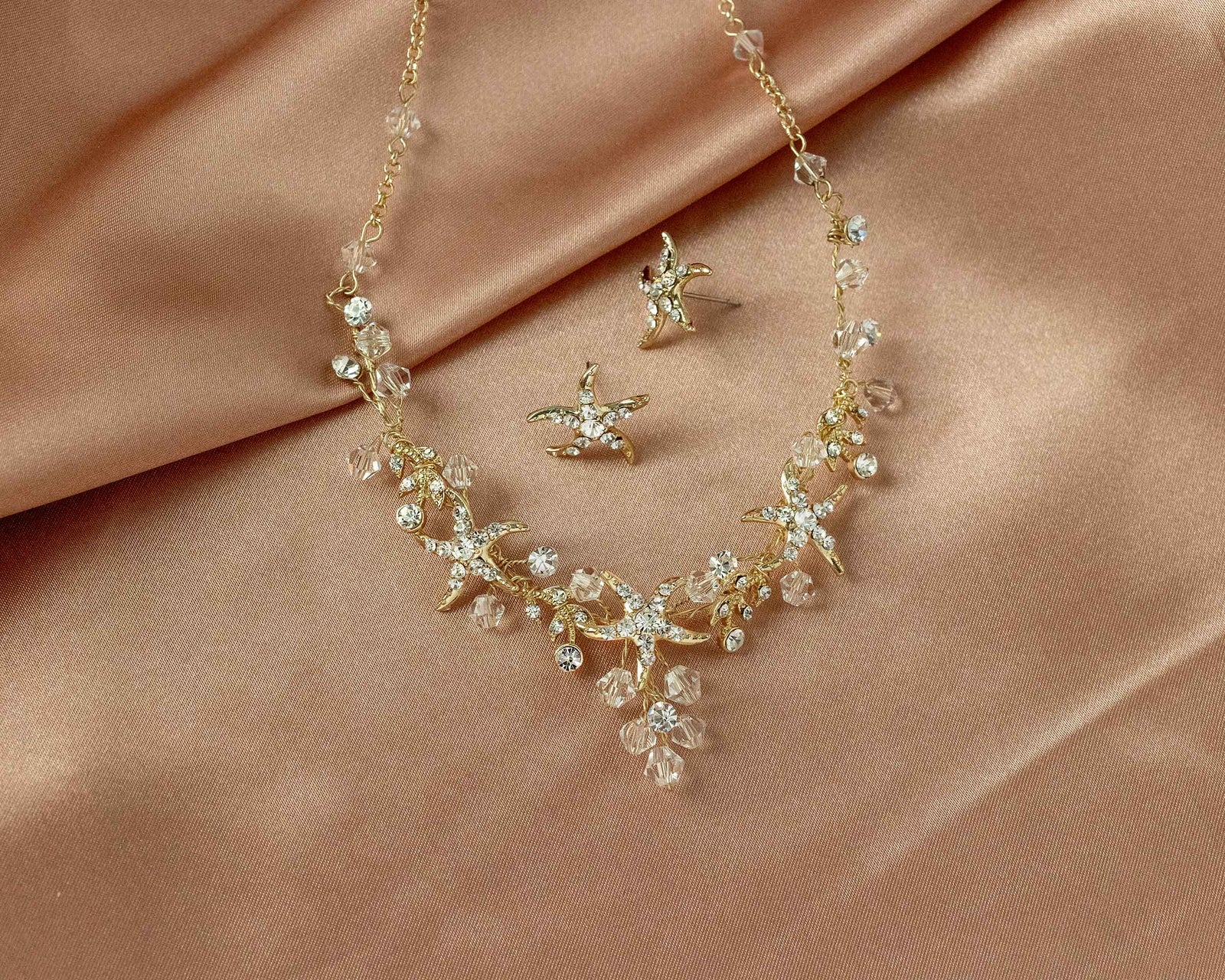 Beach Wedding Necklace with Crystals and Starfish - Cassandra Lynne