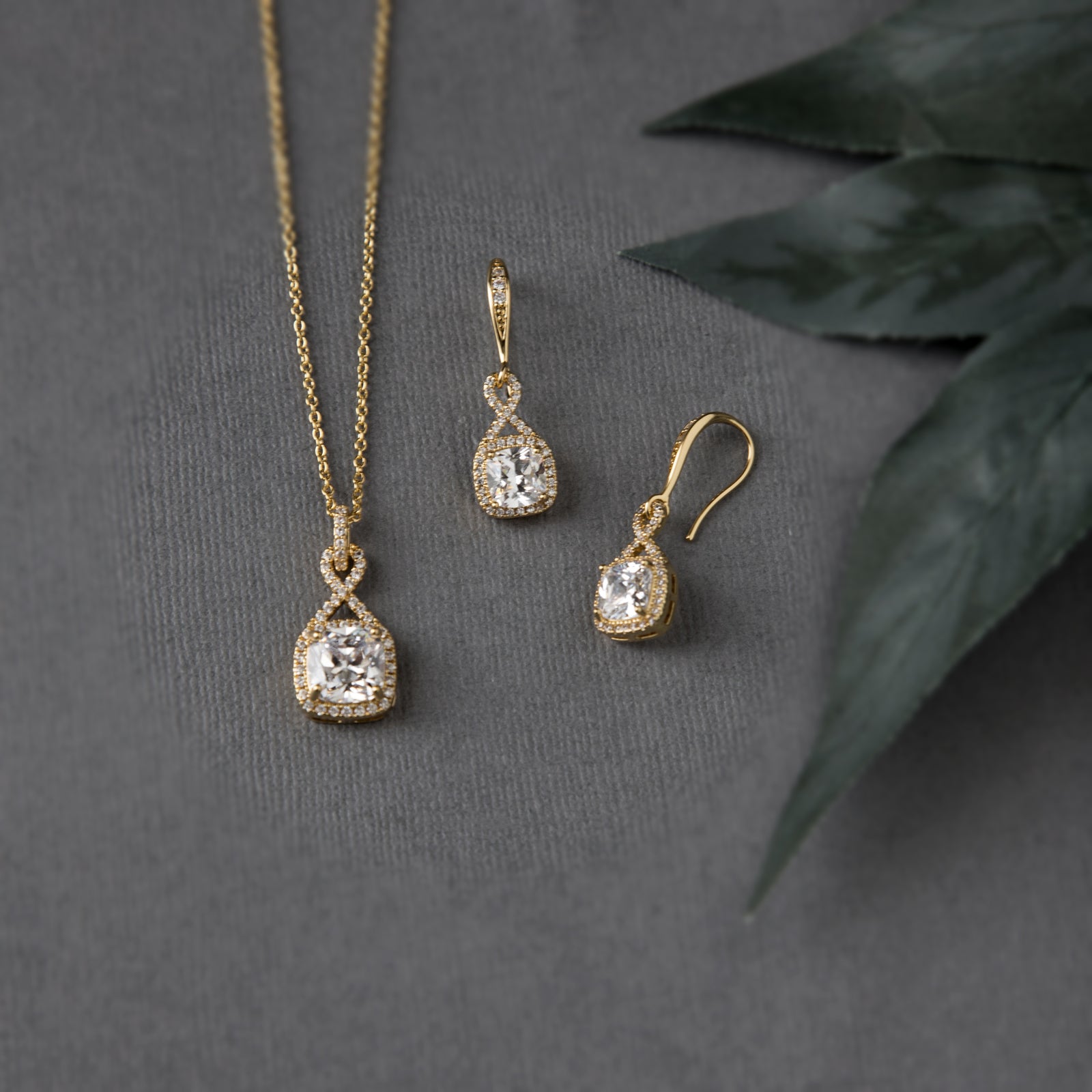 CZ Figure Eight Princess Cut Necklace Set - Cassandra Lynne