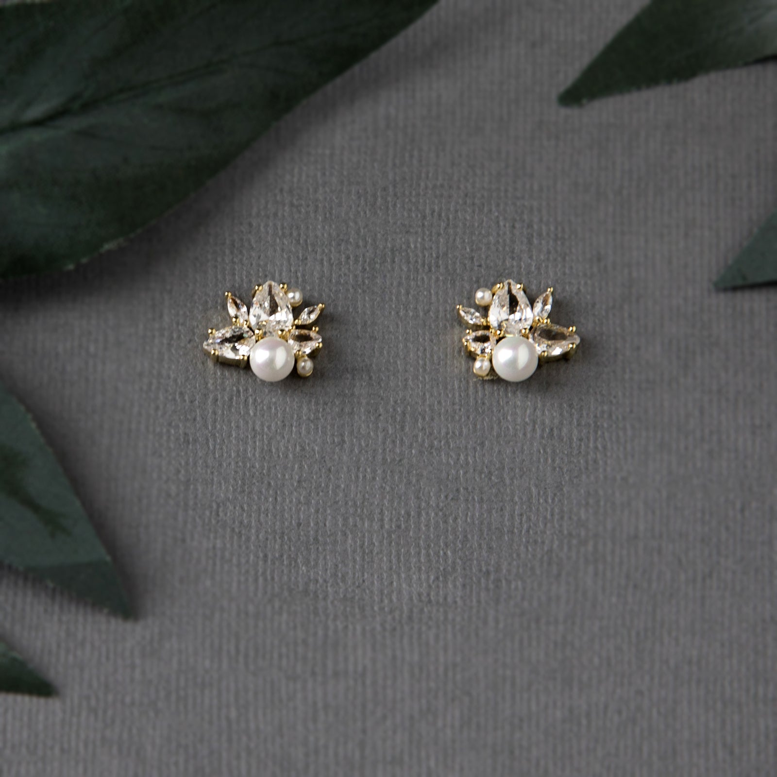 Pearl and CZ Cluster Stud Earrings - Cassandra Lynne