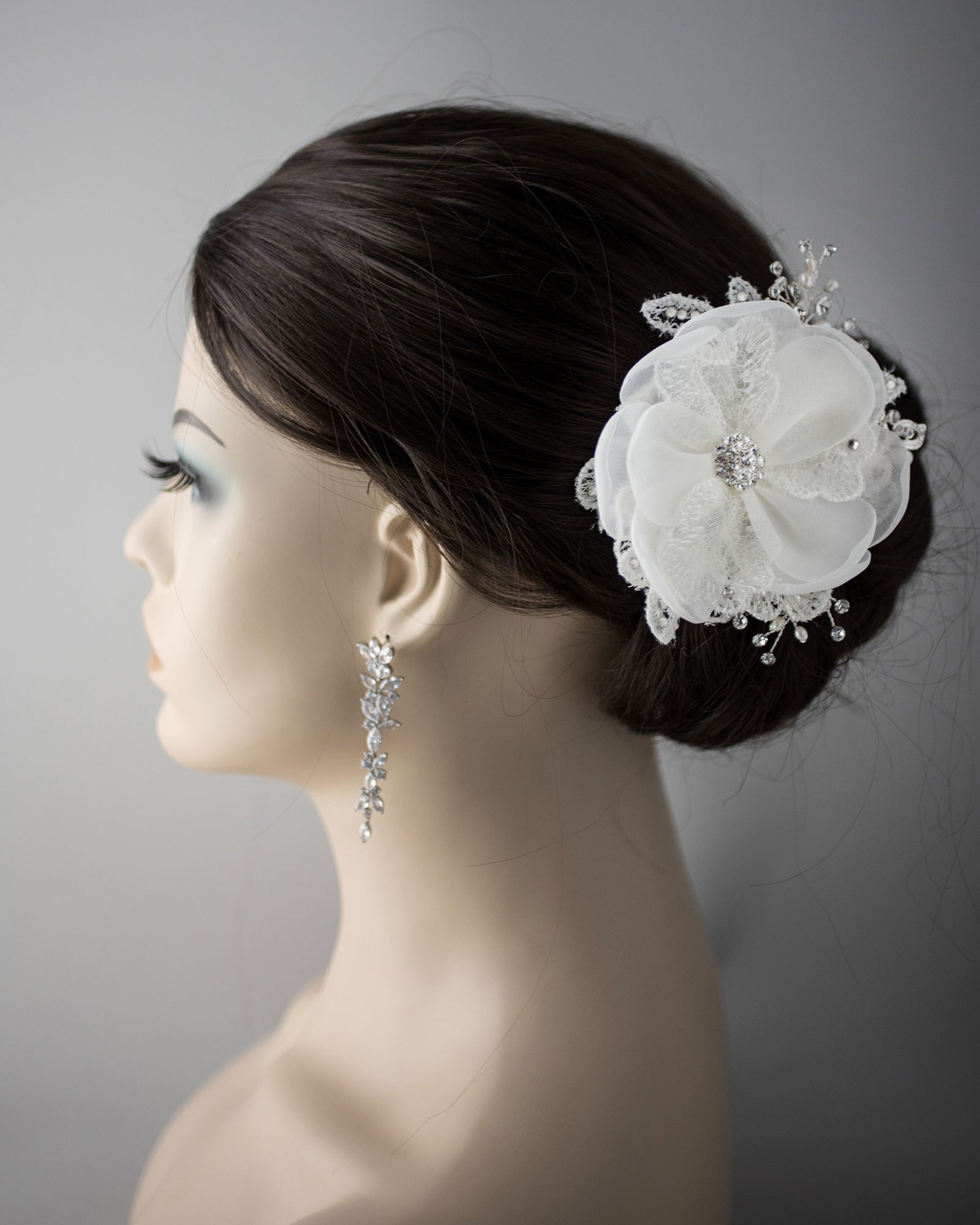 Ivory Lace and Pearls Bridal Hair Flower