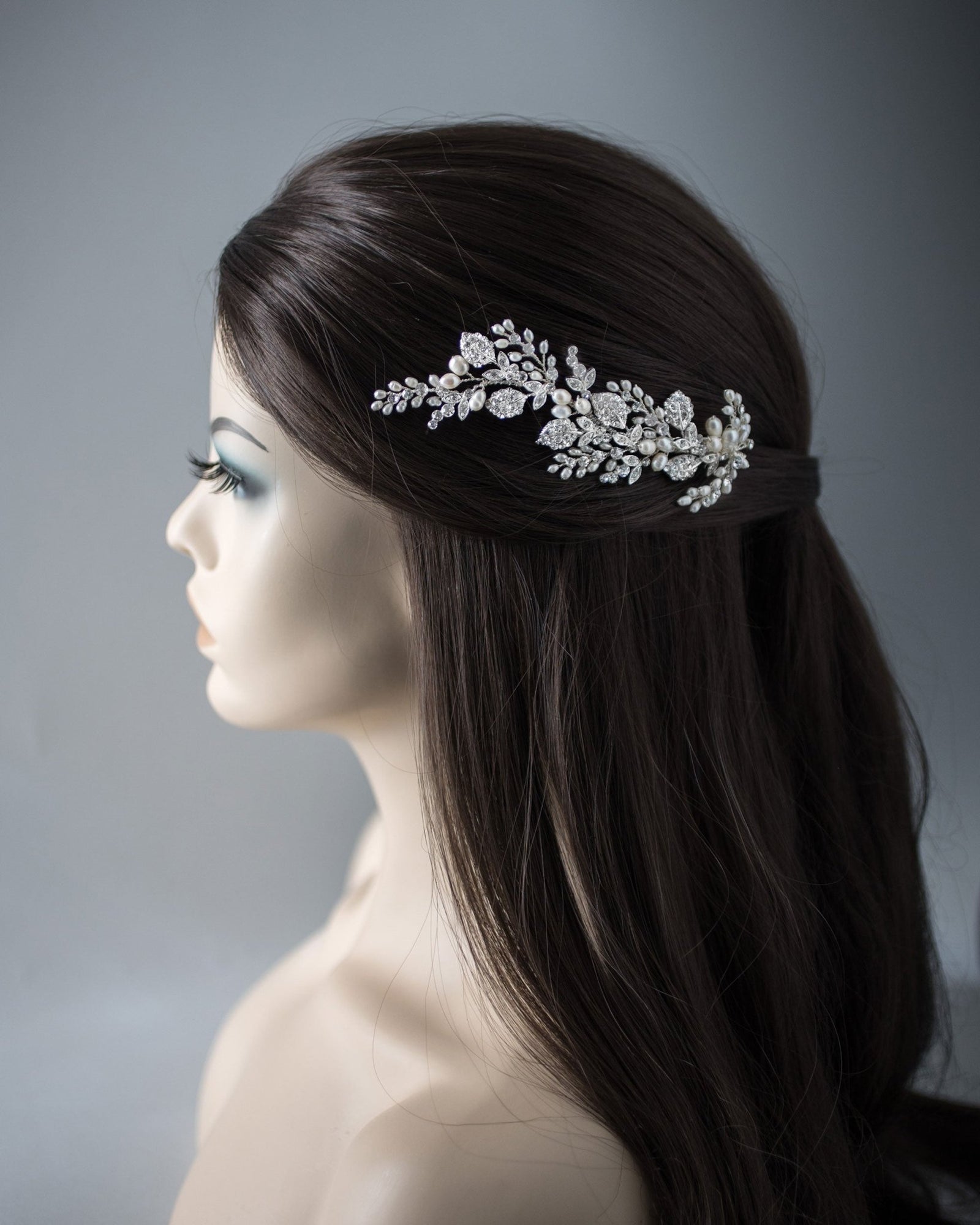 Ivory Cultured Pearls and Crystals Bridal Hair Clip - Hair Clips - Cassandra Lynne