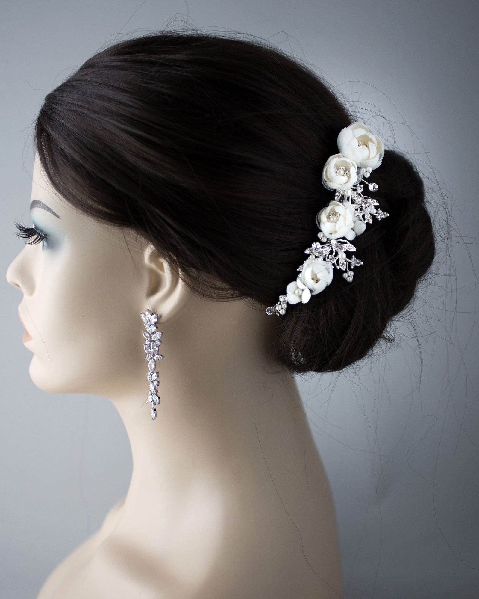 Ivory Flowers and Pearls Tiara Comb - Tiara Comb - Cassandra Lynne