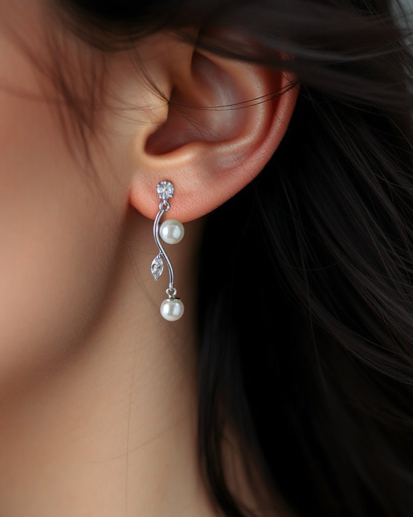 Ivory Pearl Vine Earrings - Earrings - Cassandra Lynne