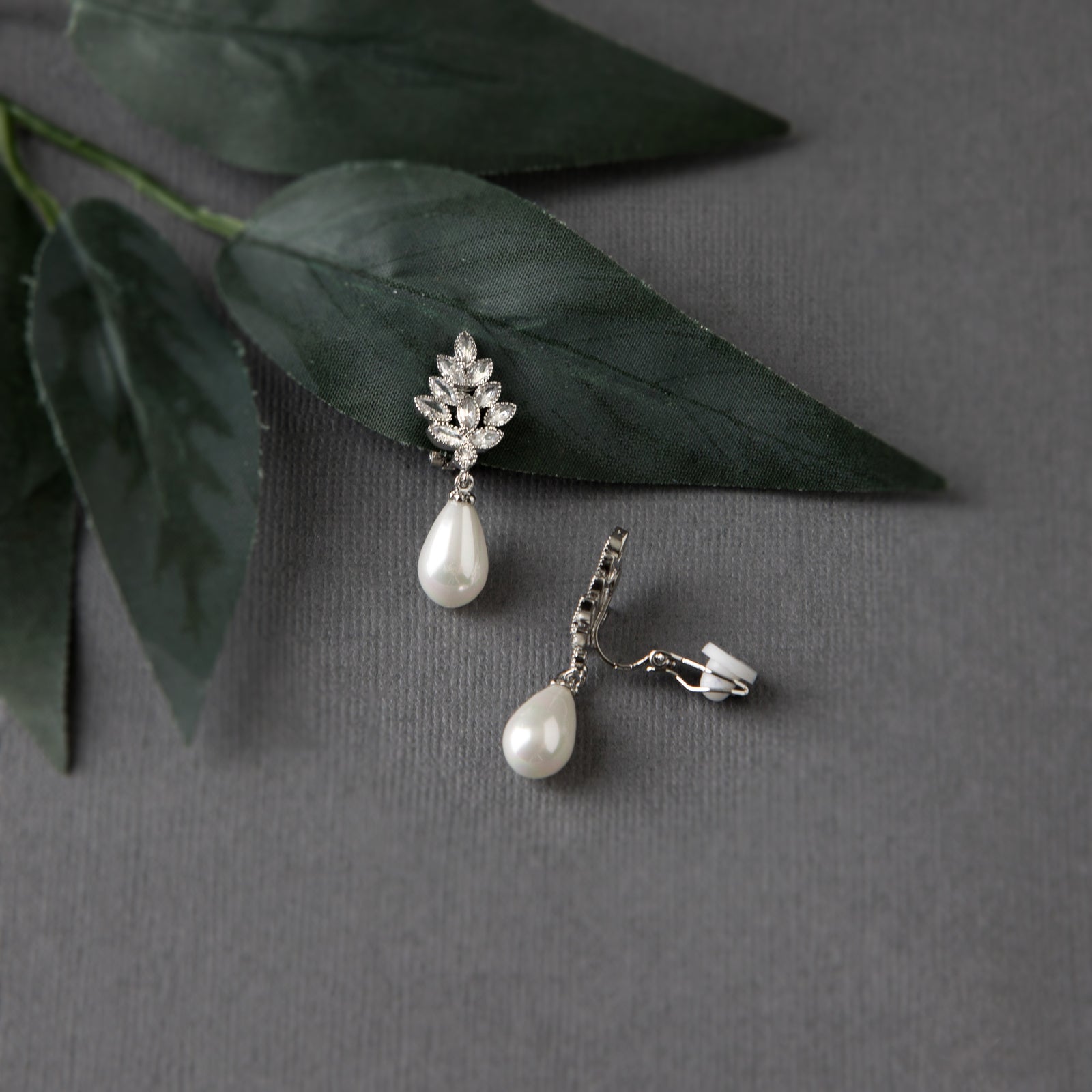 Pearl Drop CZ Clip-On Earrings - Cassandra Lynne