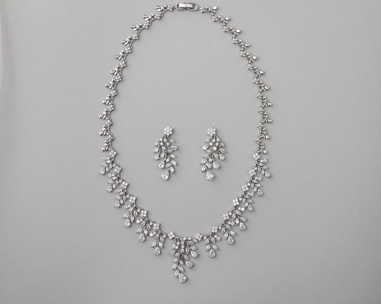 Vine Drops CZ Birdal Necklace Set - Cassandra Lynne