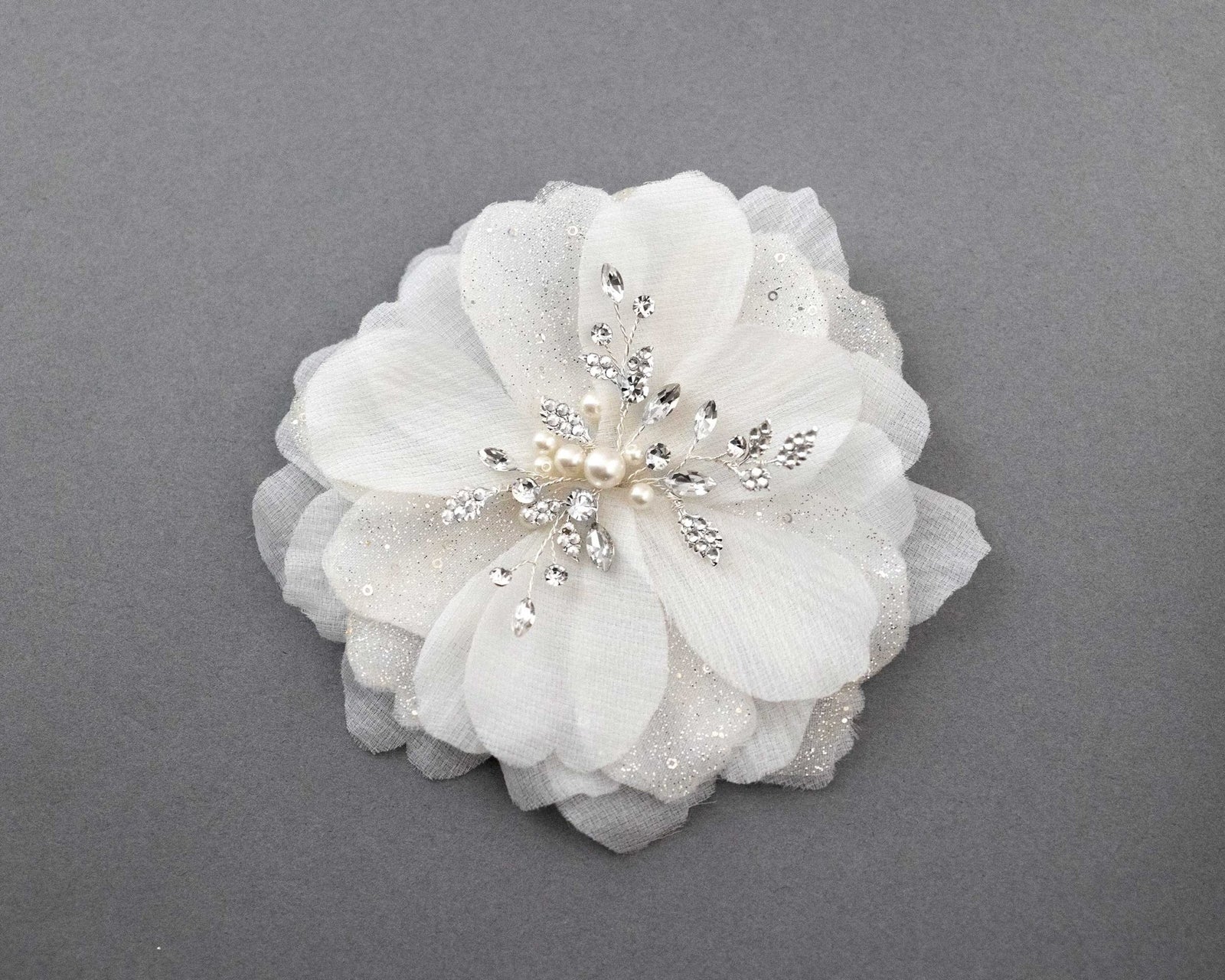 Large Bridal Hair Flower with Pearl Center - Hair Flower - Cassandra Lynne