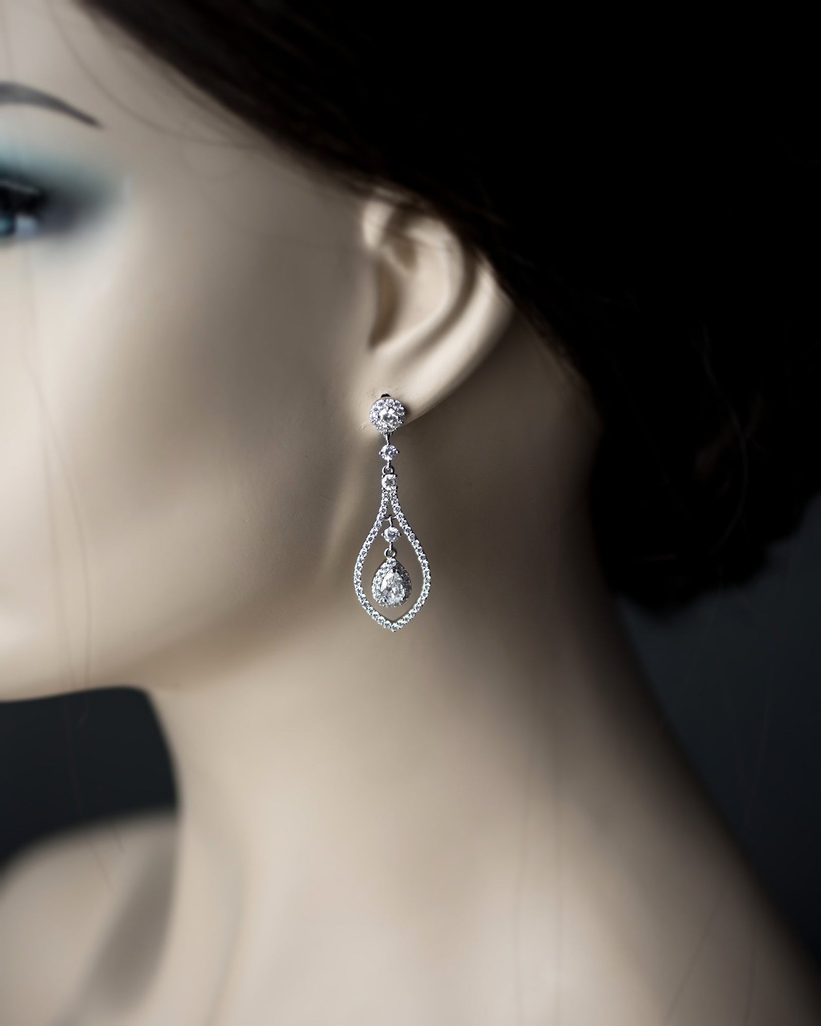 Layered CZ Teardrop Earrings for the Bride - Earrings - Cassandra Lynne