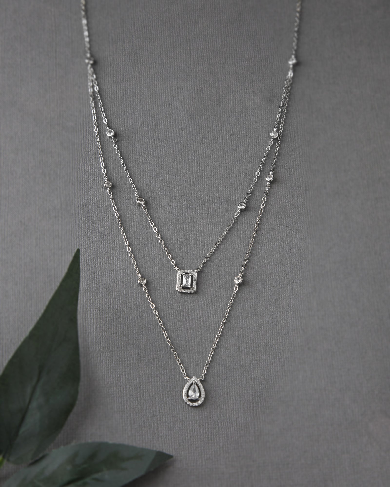 Simple Layered Necklace with CZ Stones - Cassandra Lynne