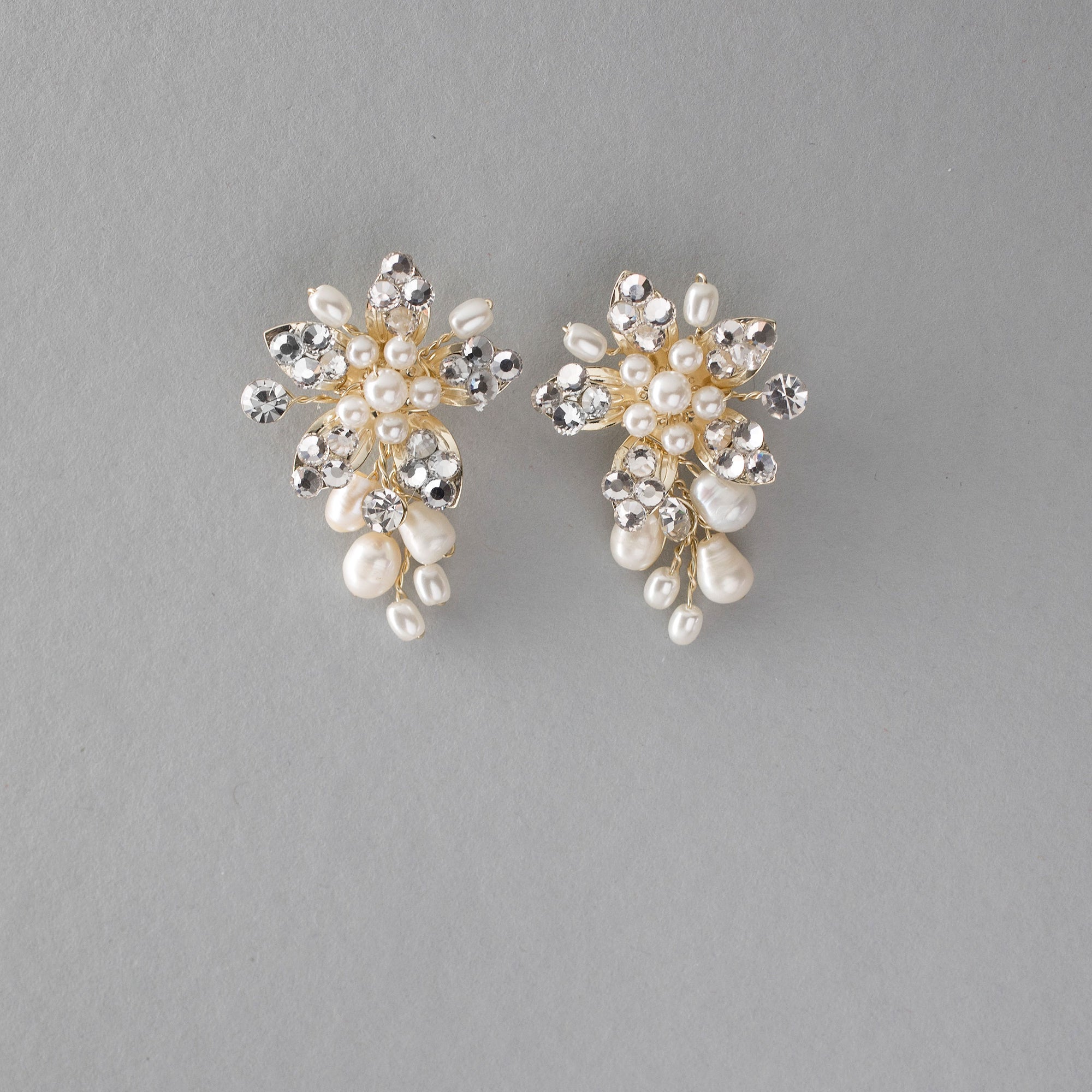 Handmade Freshwater Pearl Flower Earrings Ligth Gold - Cassandra Lynne