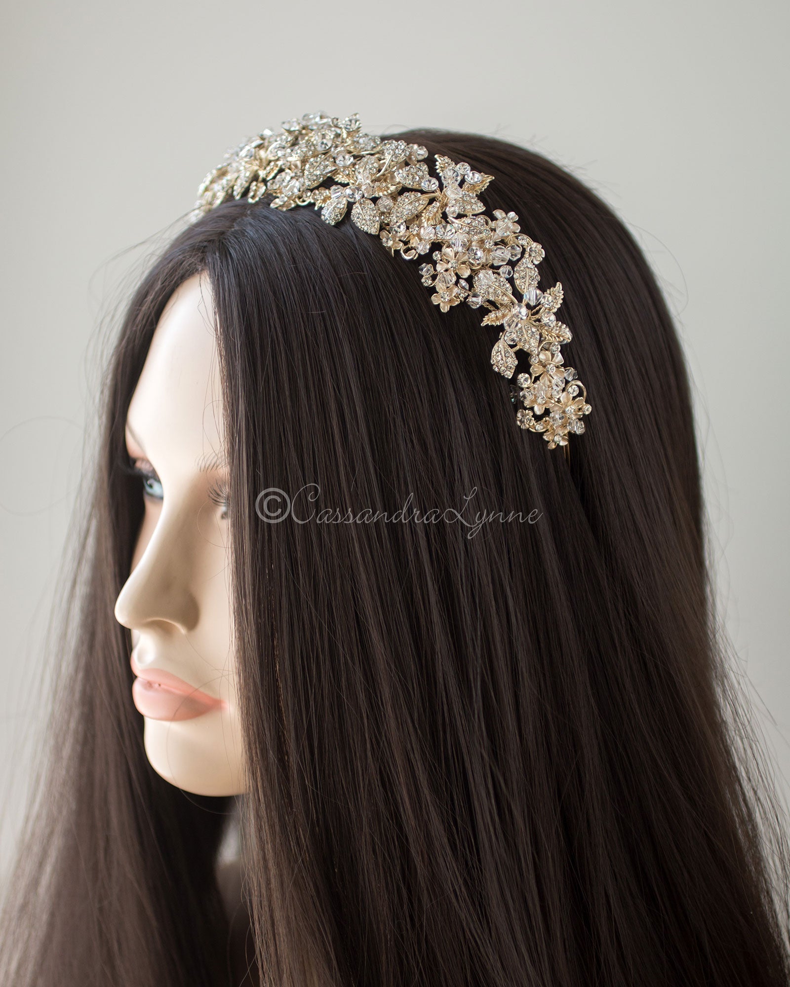 Intricate Wedding Headband with Crystal Beads - Cassandra Lynne