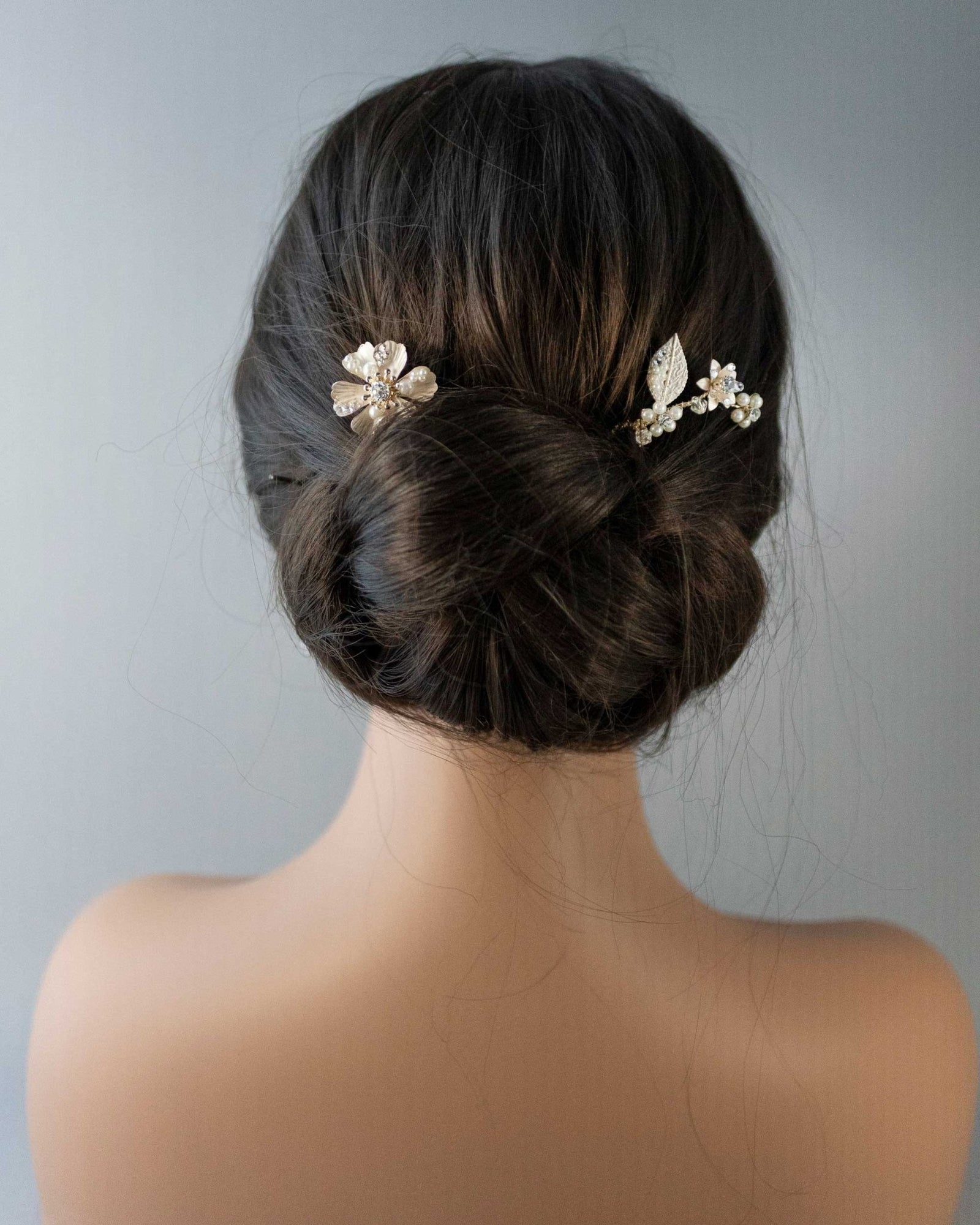 Matte Gold Flower Hair Pin Set for the Bride - Hair Pins - Cassandra Lynne