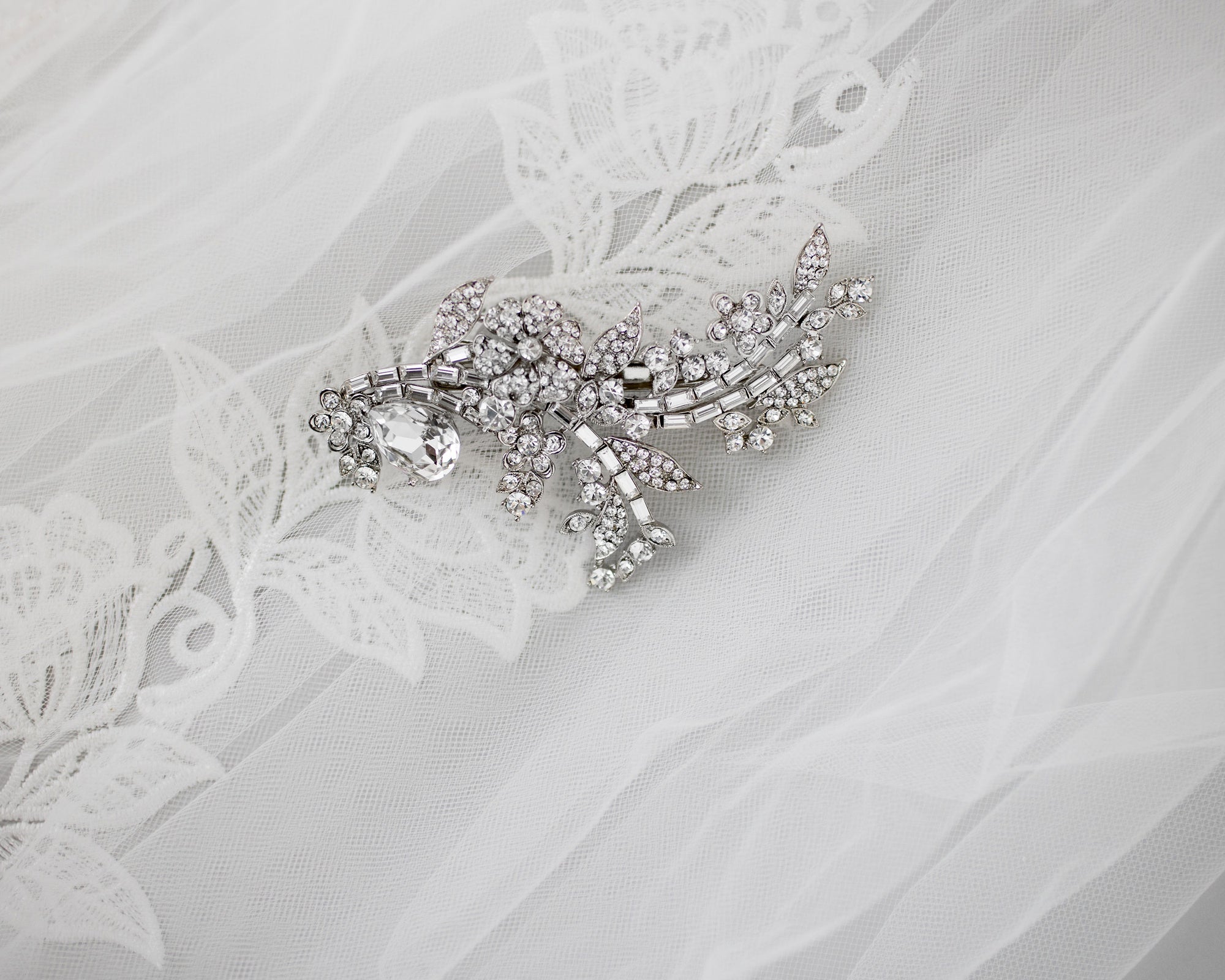 Bridal Hair Clip Bling in Antique Silver