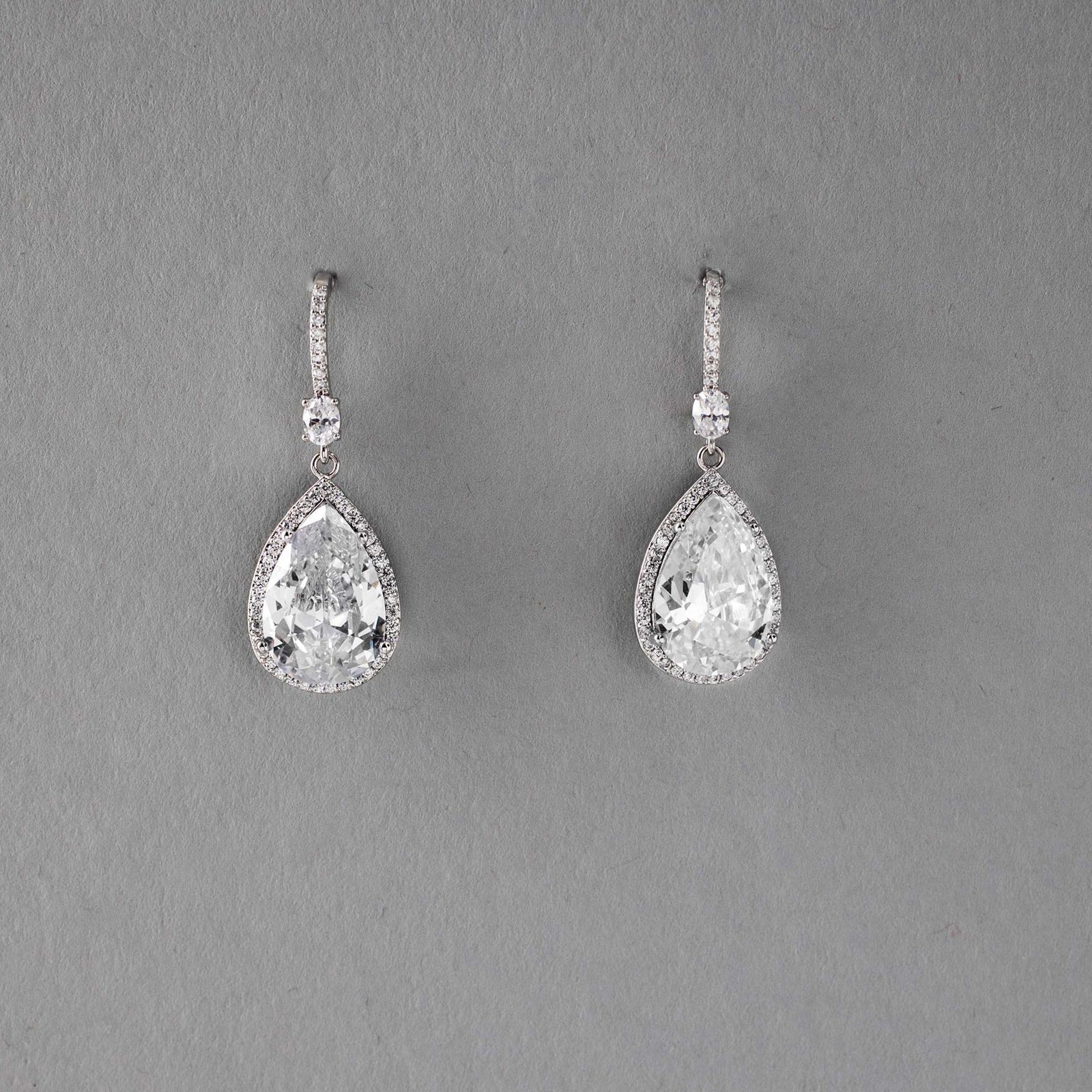 Pave Pear Drop Wedding Earrings - Earrings - Cassandra Lynne