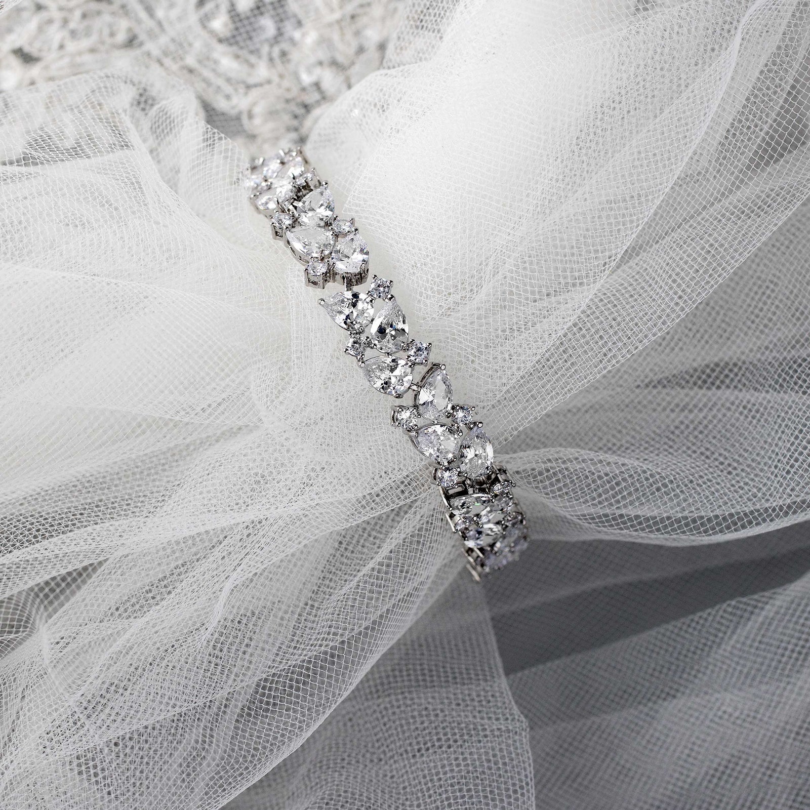 Pear Cut Cubic Zirconia Bridal Bracelet Cassandra Lynne