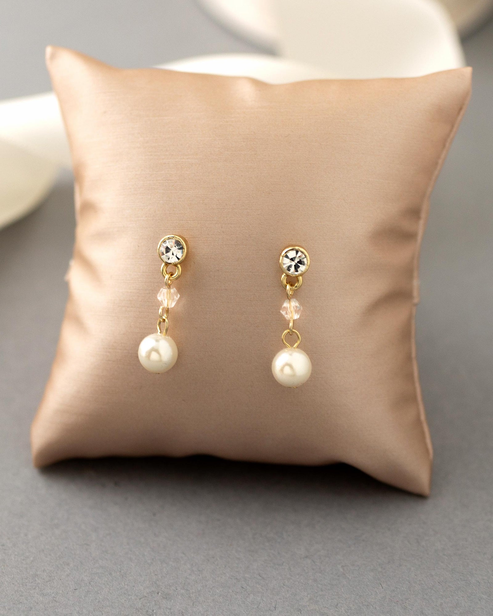Simple Round Pearl Drop Earrings Gold - Cassandra Lynne