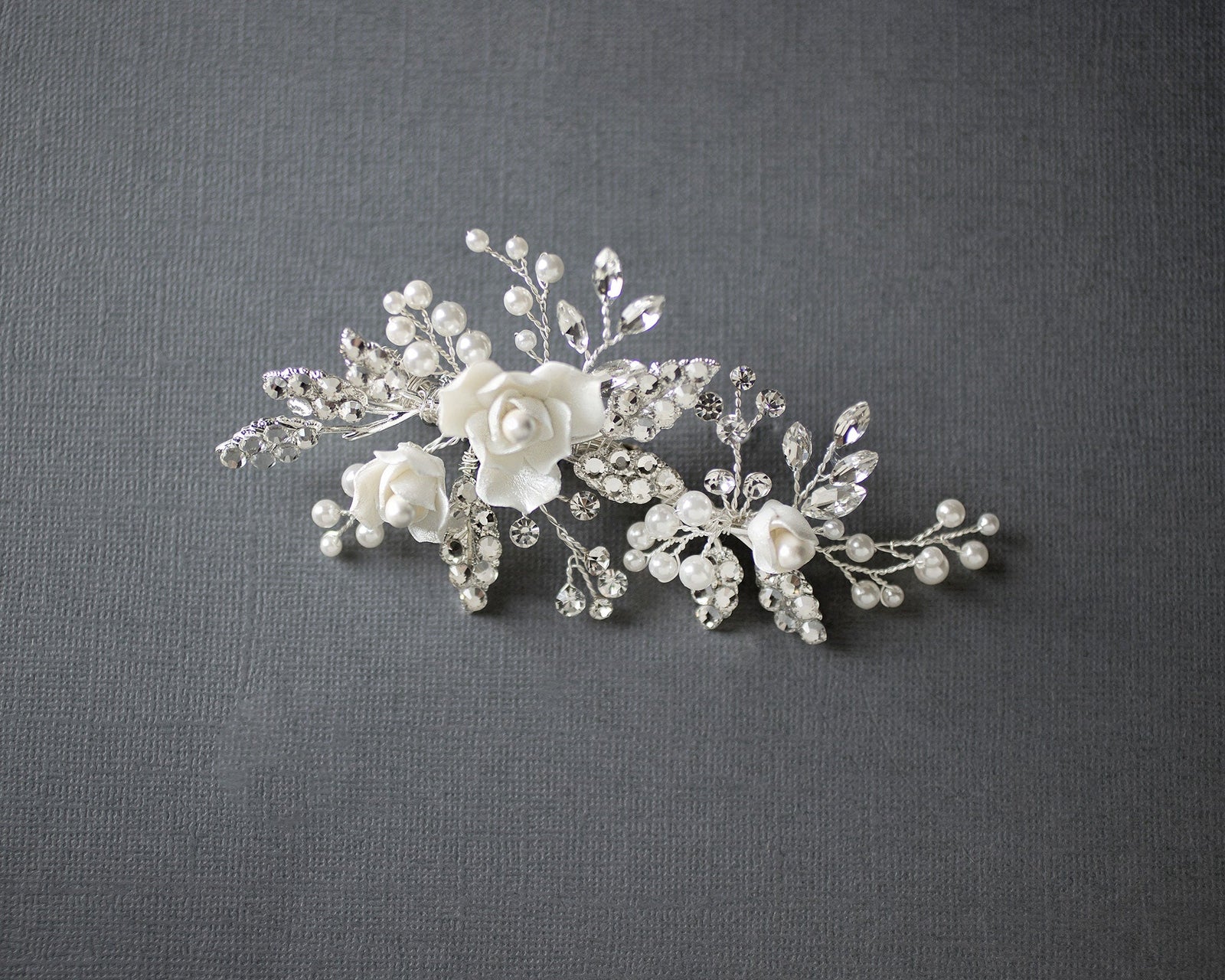 Pearled Porcelain Flower Hair Clip - Hair Clips - Cassandra Lynne