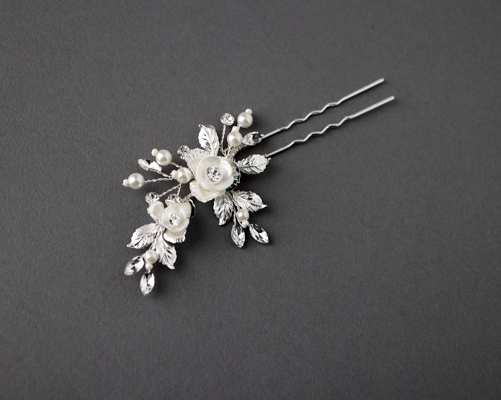 Porcelain Flower Wedding Hair Pin - Hair Pins - Cassandra Lynne