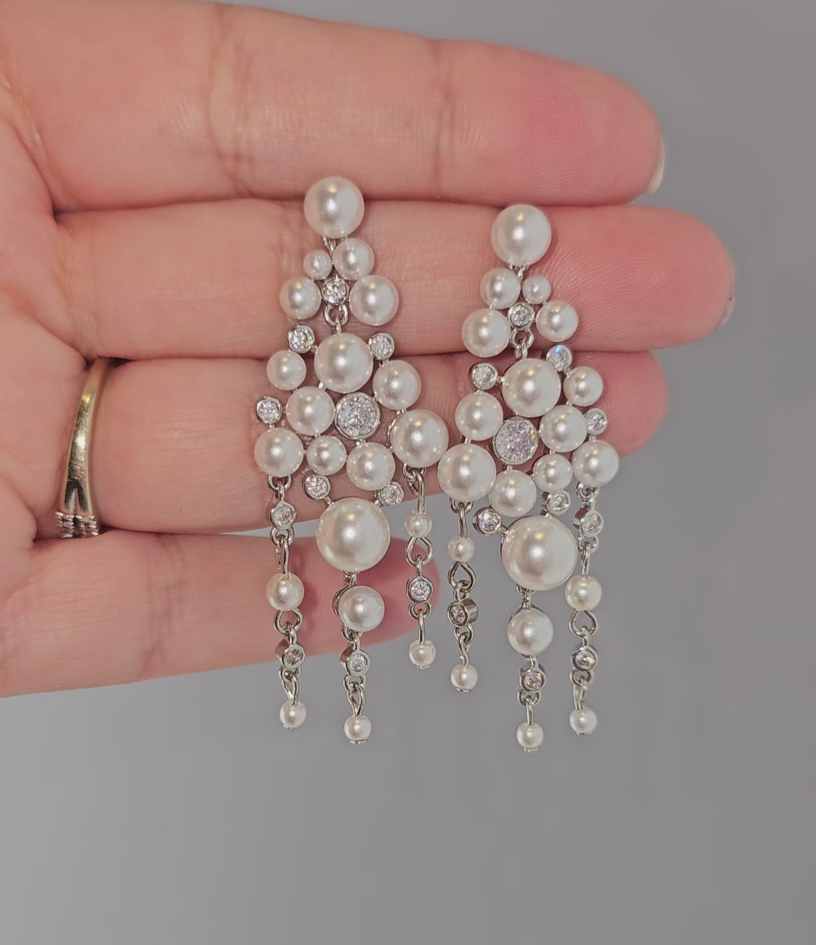 Pearl Chandelier Cluster Earrings