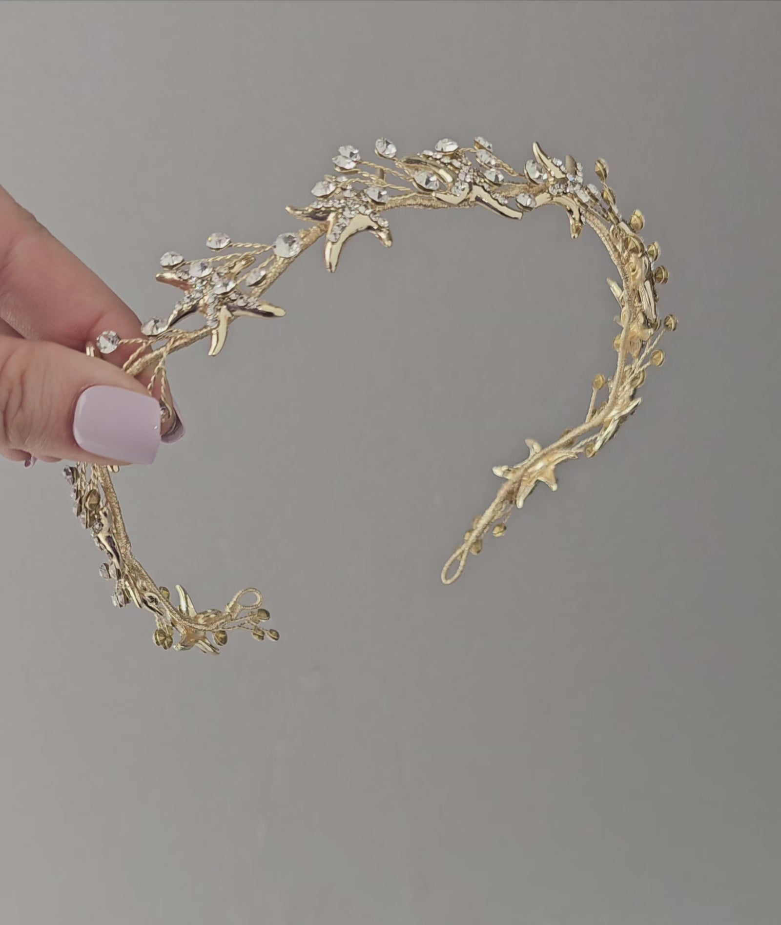 Beach Wedding Headpiece of Gold Starfish
