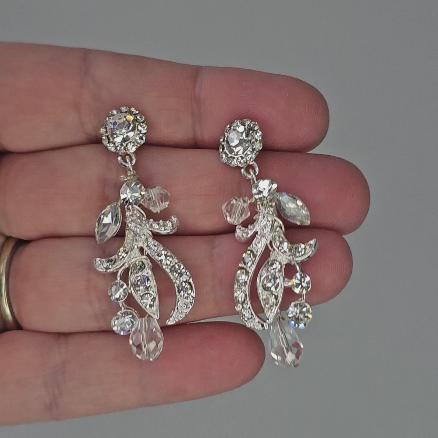 Crystal and Scrolls Necklace and earrings set for the bride