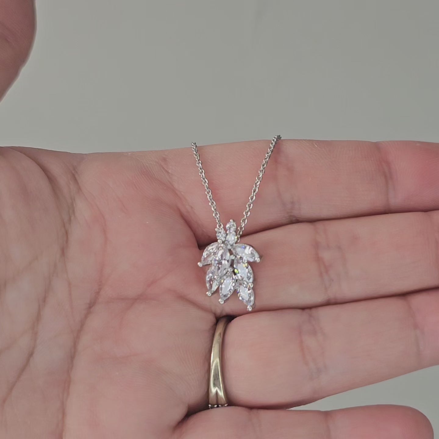 Dainty leaf necklace silver video