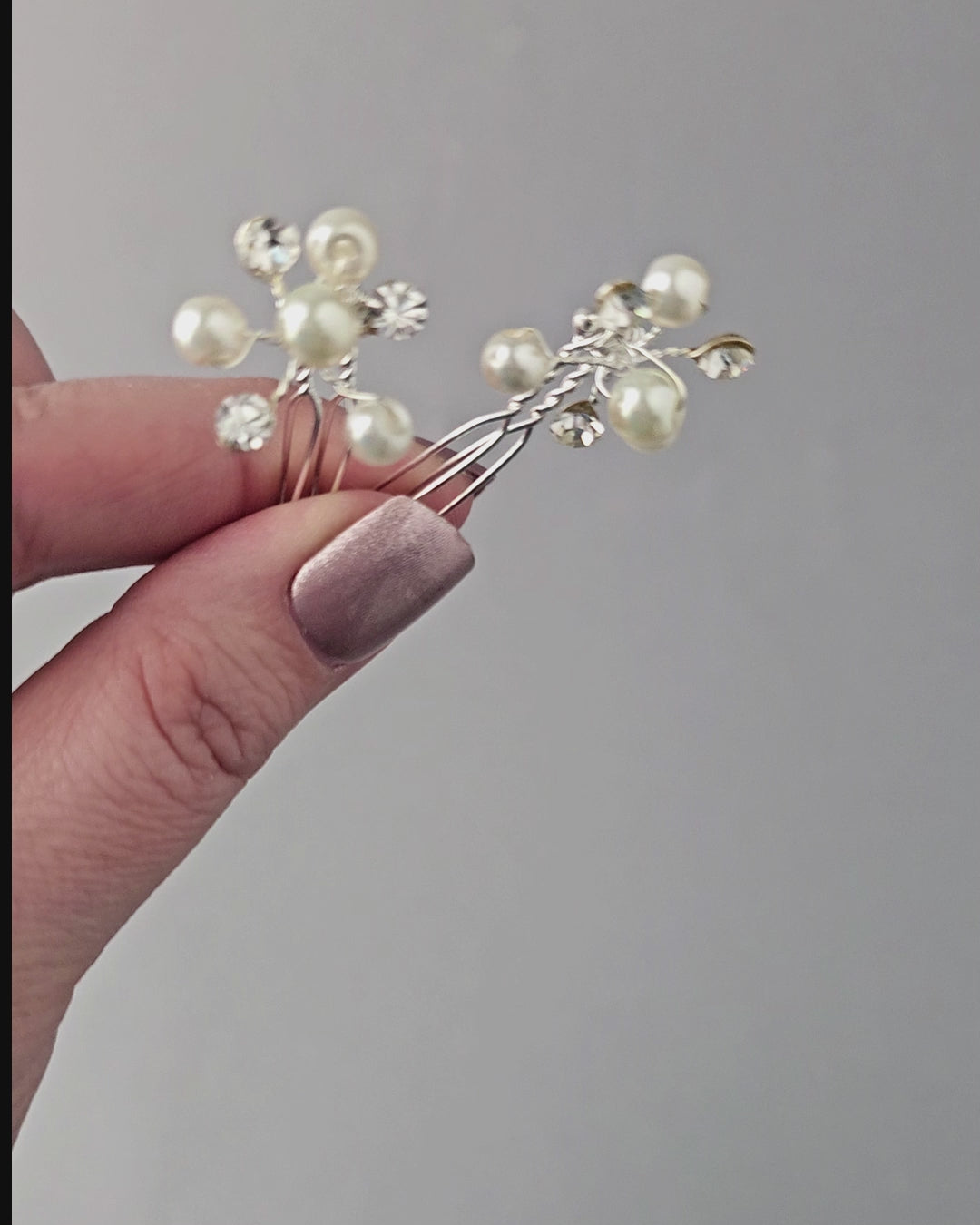 Mini Pearl and Rhinestone Hair Comb Set