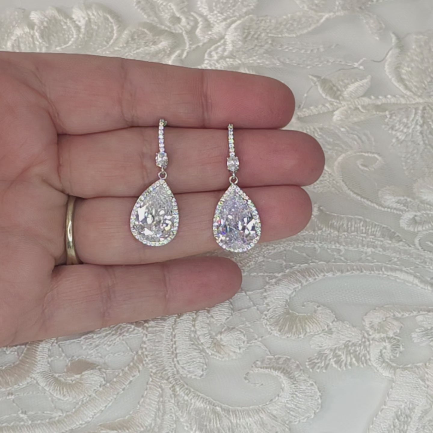 Gorgeous pear drop earrings for the bride