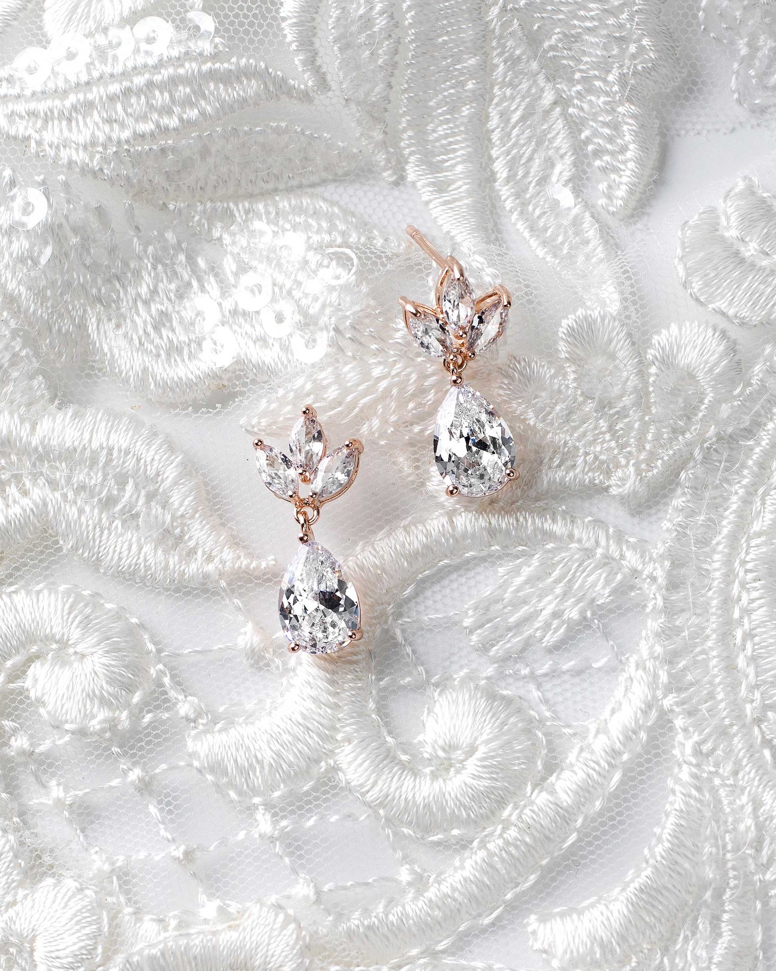 Wedding Earrings with CZ Pear Drop