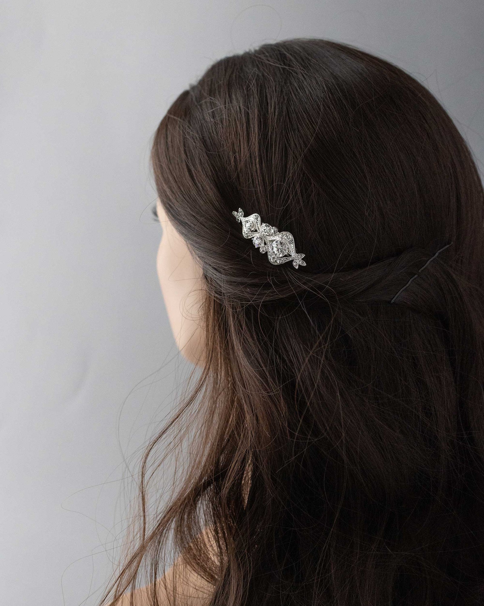 Romantic Petite Silver Wedding Hair Clip