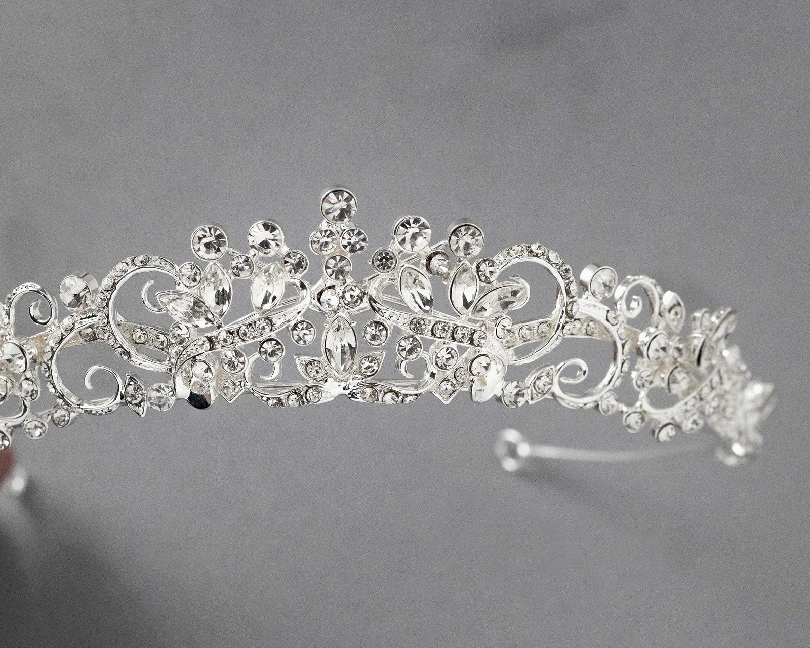 Wedding Tiara of Scrolls and Marquise Jewels