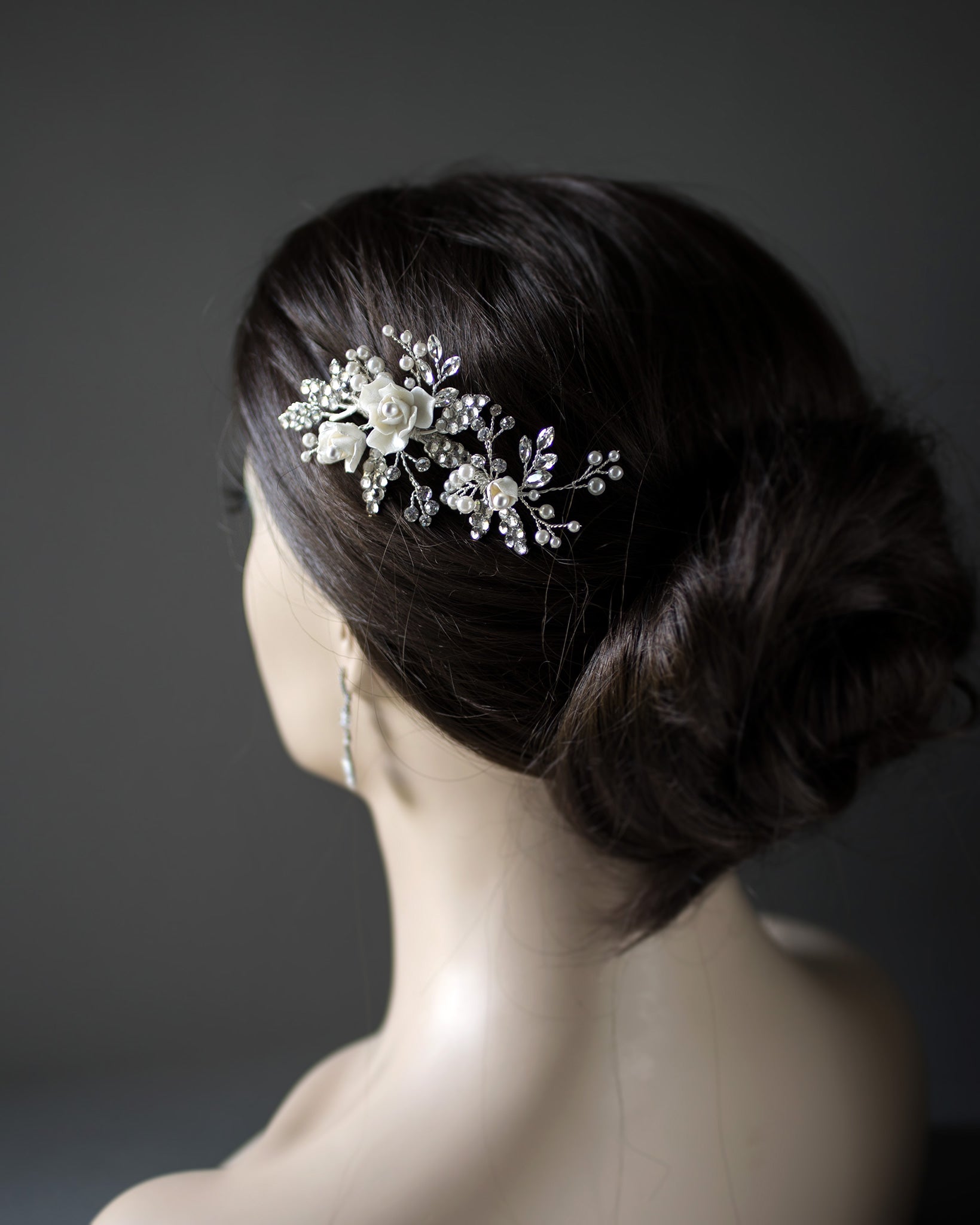 Pearled Porcelain Flower Hair Clip - Cassandra Lynne